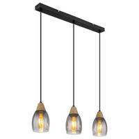 GLOBO Pendelleuchte schwarz dunkelbraun Metall B/H/T: ca. 10x120x55 cm E27 3 Brennstellen REID - dunkelbraun/schwarz (10,00/120,00/55,00cm) - GLOBO