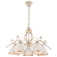 Lamkur Pendelleuchte RETRO II 19208 weiß Glas Stahl H/L: ca. 73x49 cm E27 5 Brennstellen Retro II - weiß (49,00cm) - Lamkur