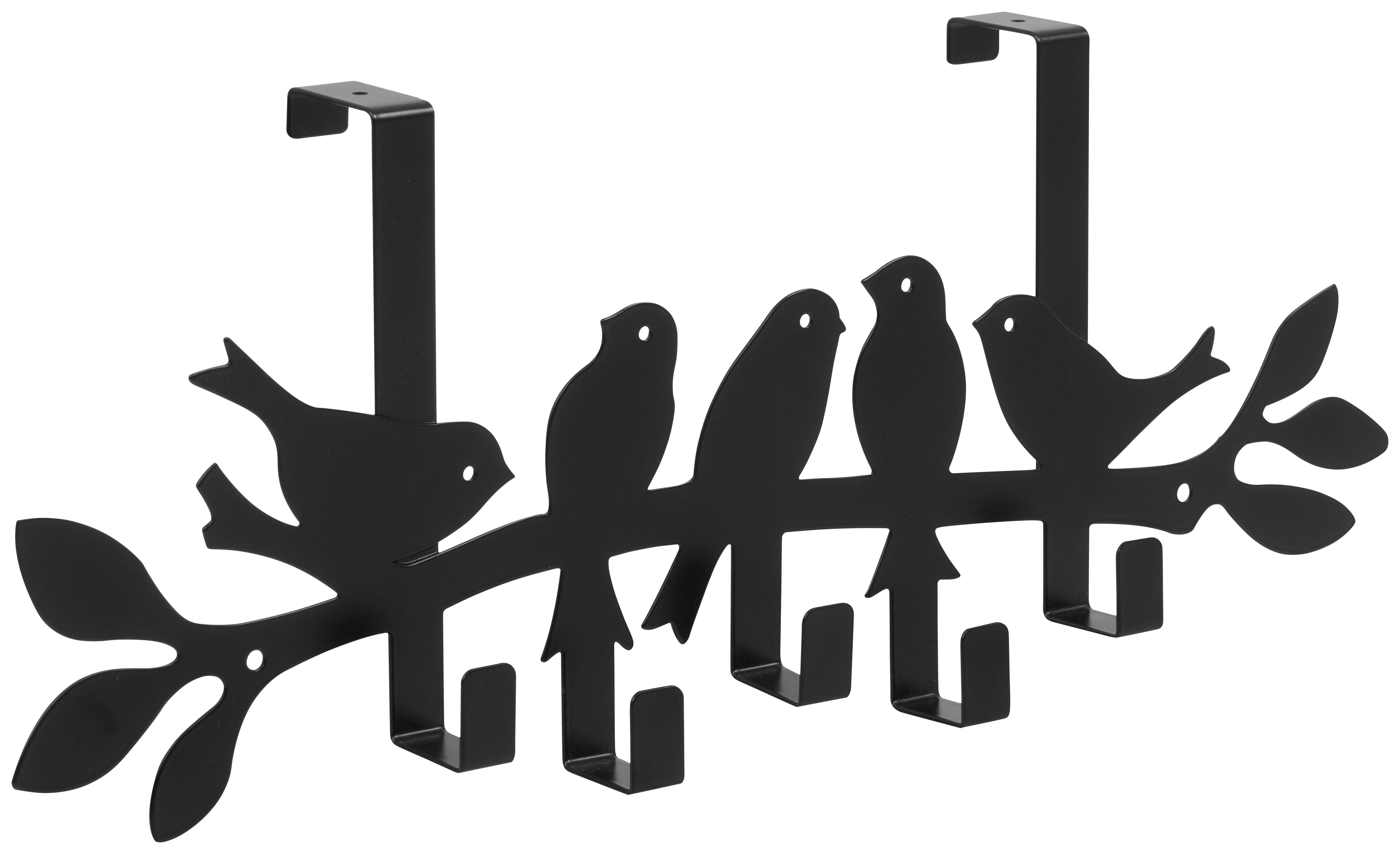 Garderobenleiste Birds schwarz Metall B/H/T: ca. 48x19x7 cm Birds - schwarz (48,00/19,00/7,00cm)