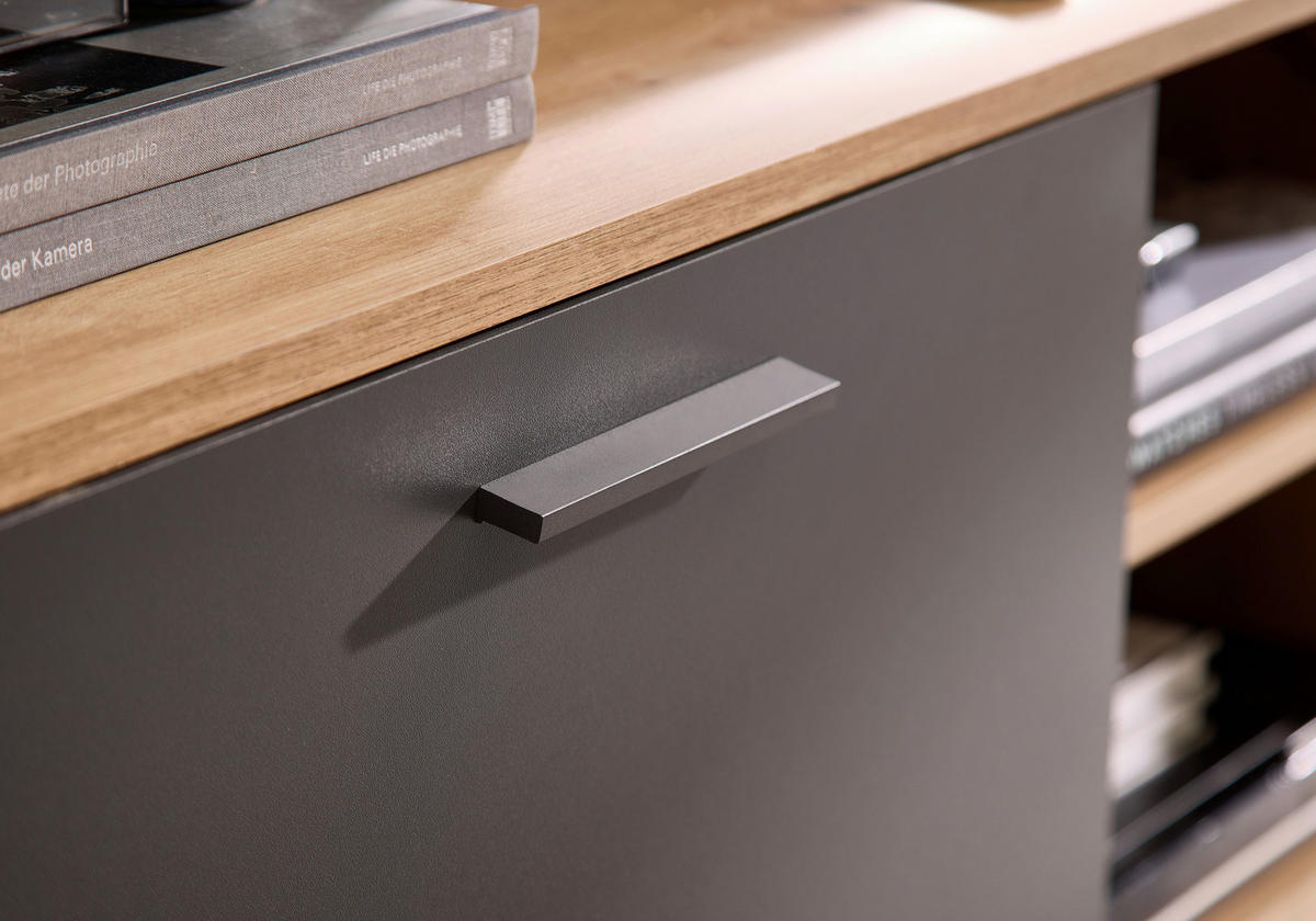 Wohnwand Heathrow Eiche Artisan Nachbildung anthrazit B/H/T: ca. 250x135x38 cm Heathrow - Eiche/anthrazit (250,00/135,00/38,00cm)