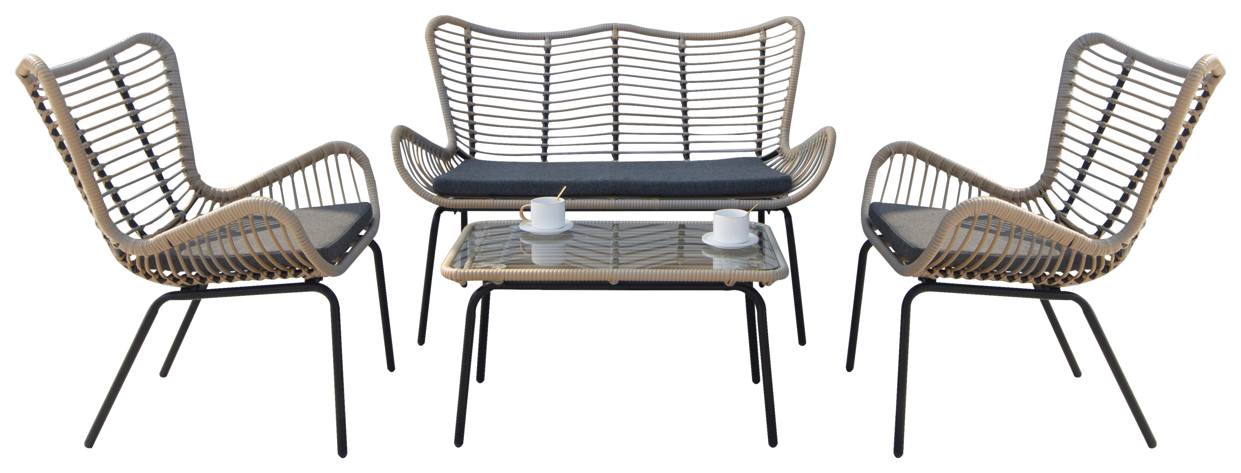 Acamp Loungeset Korfu braun Polyrattan B/H/T: ca. 122x75x71 cm Korfu - braun (122,00/75,00/71,00cm) - Acamp