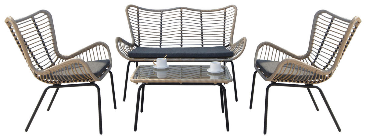 Acamp Loungeset Korfu braun Polyrattan B/H/T: ca. 122x75x71 cm Korfu - braun (122,00/75,00/71,00cm) - Acamp
