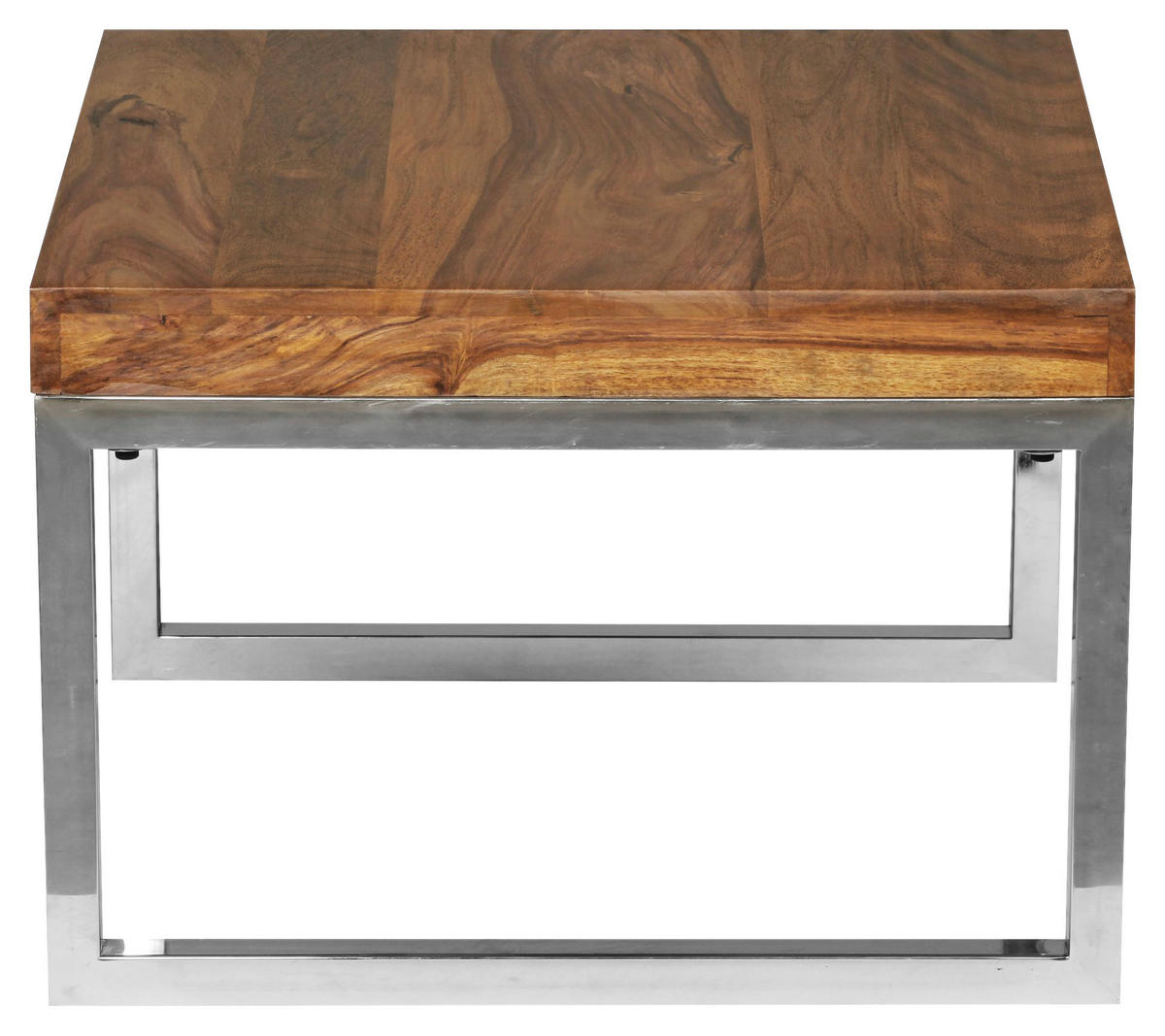 Beistelltisch natur Chrom verchromt Echtholz Metall B/H/T: ca. 60x40x60 cm Beistelltisch - natur/Chrom (60,00/40,00/60,00cm) - Wohnling
