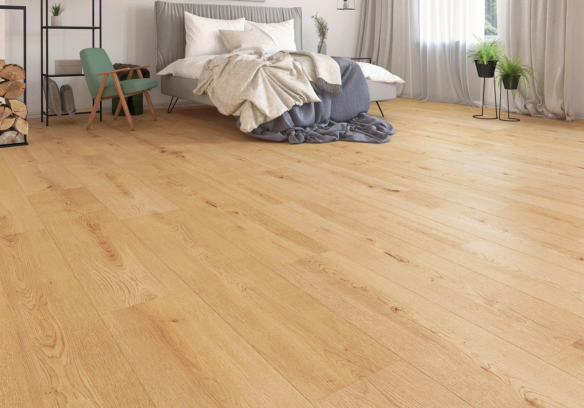 Click-Vinylboden Eiche soft ca. 2,538 m² im Paket  B/L: ca. 24,6x129 cm pro Paket Eiche soft ca. 2,538 m² im Paket - hellbraun (24,60/129,00cm)