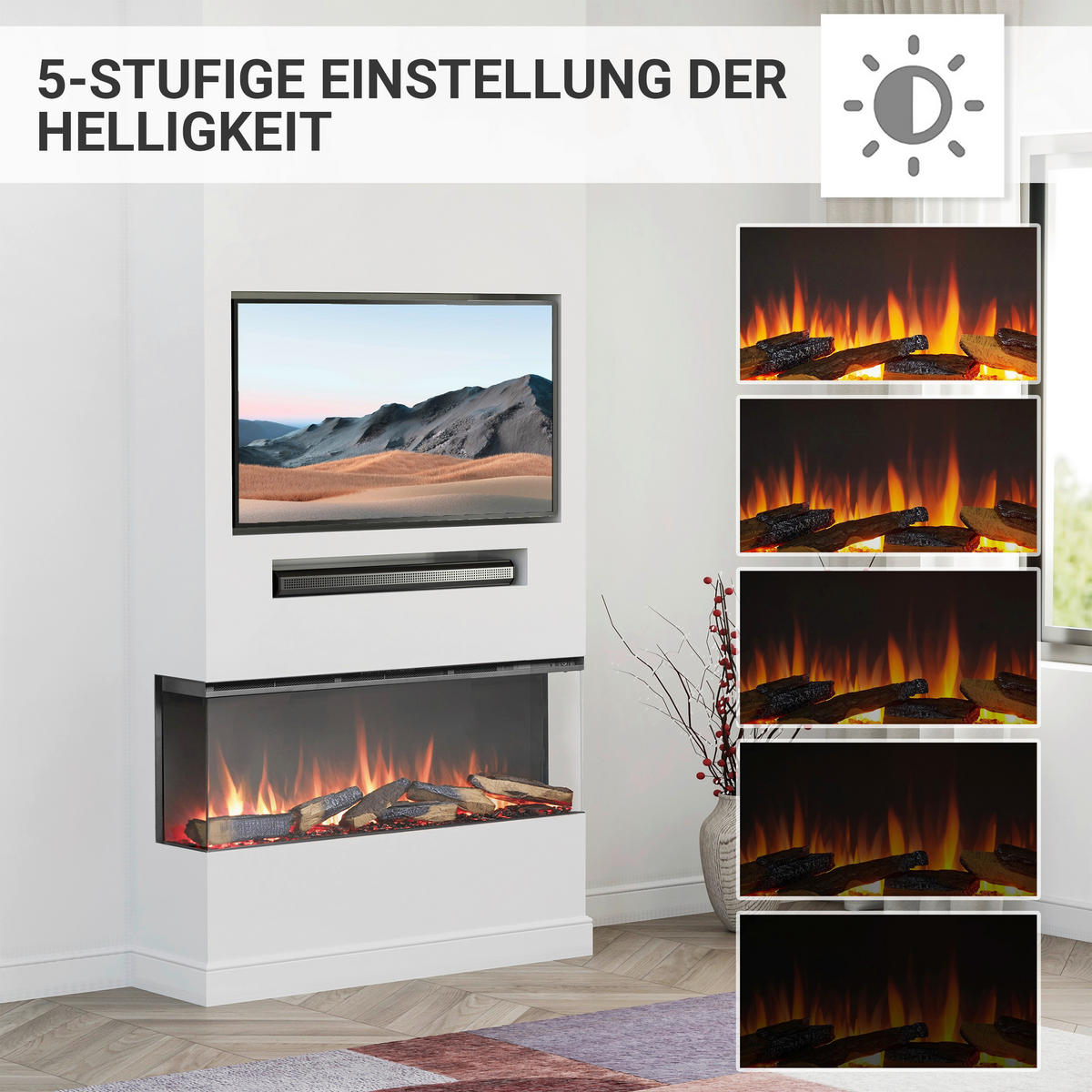 Balderia Elektrischer-Kamin EF408A Athena 44" schwarz B/H/T: ca. 113x50x21 cm ca. 1500 W Elektro-Kamin Athena 44" - schwarz (113,00/50,00/21,00cm) - Balderia