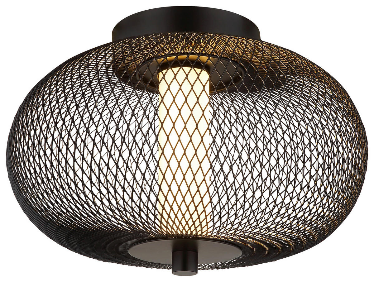 GLOBO LED-Deckenleuchte ASTARI 61270108 Opal schwarz Kunststoff Metall H/D: ca. 24x35 cm 1 Brennstellen ASTARI - schwarz/Opal (35,00/24,00cm) - GLOBO