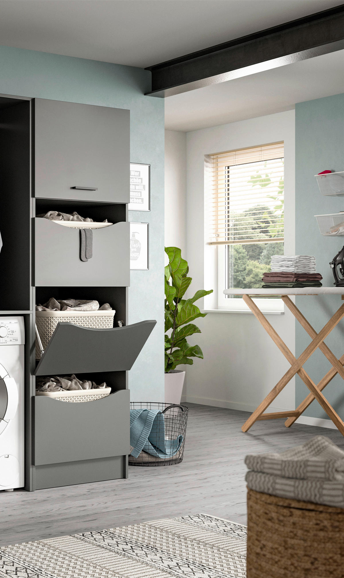 Wäscheschrank Free anthrazit B/H/T: ca. 60x196x68 cm Free - anthrazit (60,00/196,00/68,00cm) - xonox.home