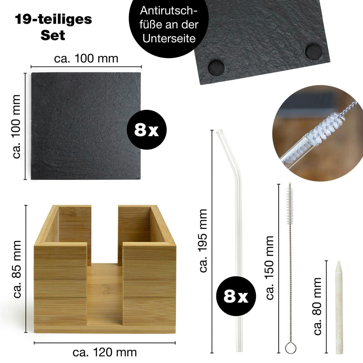 Moritz & Moritz Untersetzerset multicolor Schiefer Untersetzerset_19tlg. - multicolor - Moritz & Moritz