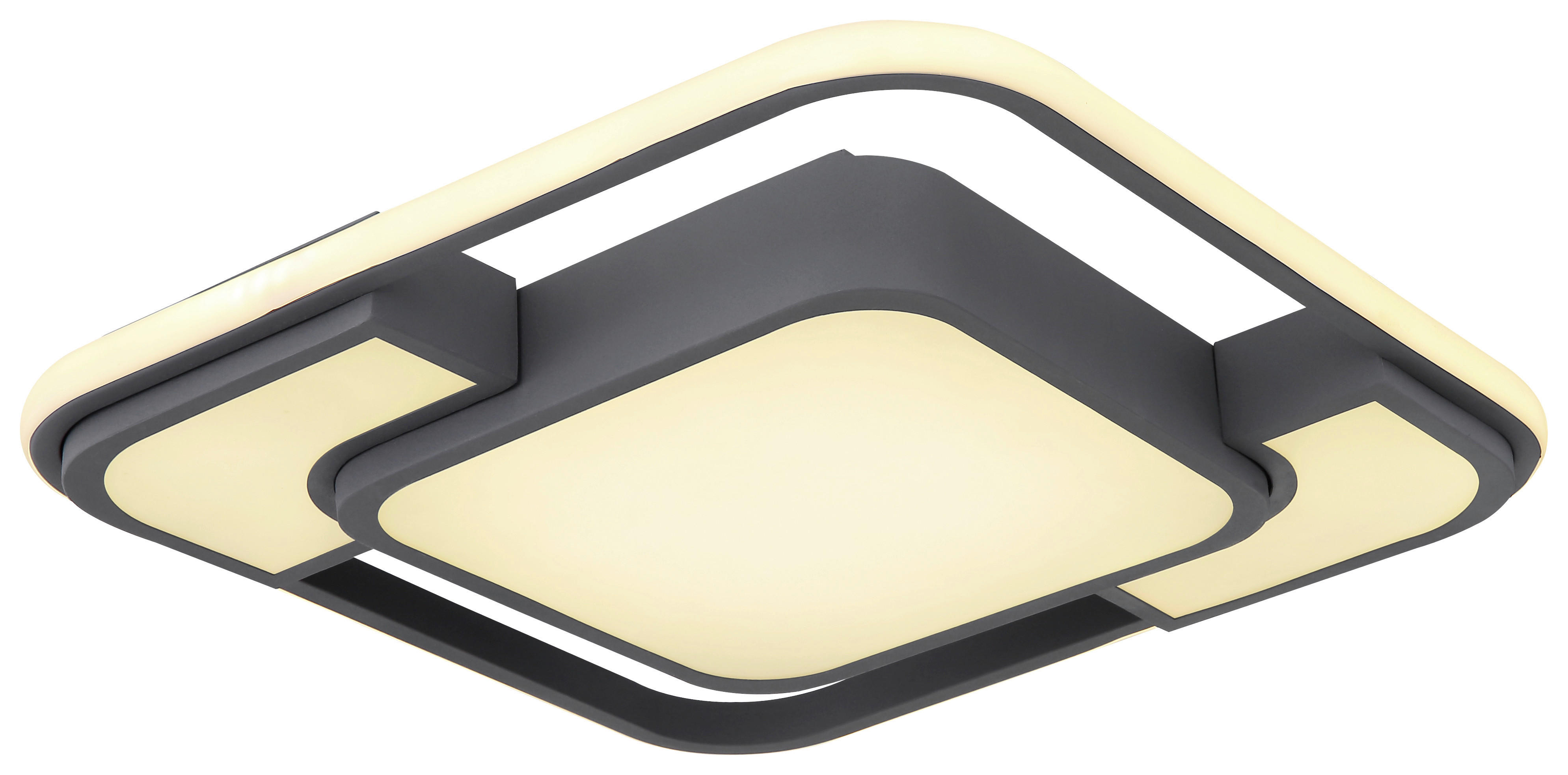 GLOBO Deckenleuchte NIRRA 67259-30 Graphit Opal Metall Kunststoff B/H/L: ca. 42x10x42 cm NIRRA - Graphit/Opal (42,00/42,00/10,00cm) - GLOBO
