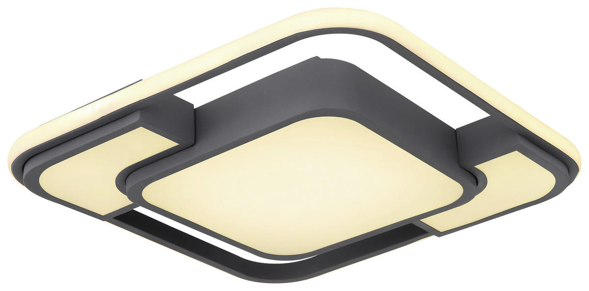 GLOBO Deckenleuchte NIRRA 67259-30 Graphit Opal Metall Kunststoff B/H/L: ca. 42x10x42 cm NIRRA - Graphit/Opal (42,00/42,00/10,00cm) - GLOBO
