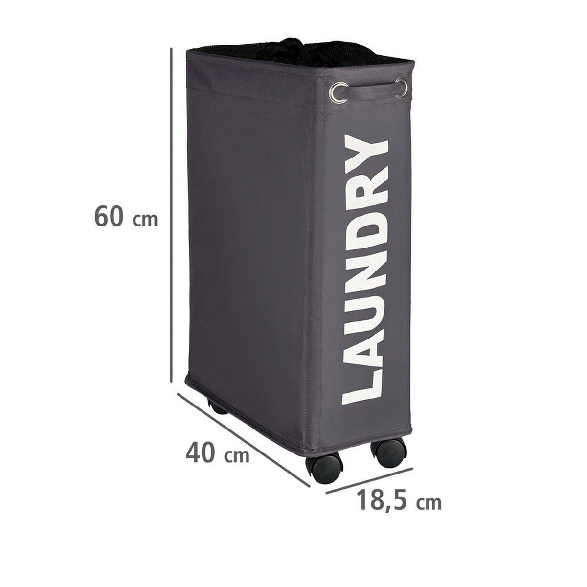 Wäschekorb grau weiß Kunststoff Wäschesammler_Corno grau - weiß/grau (40,00/19,00/60,00cm) - WENKO