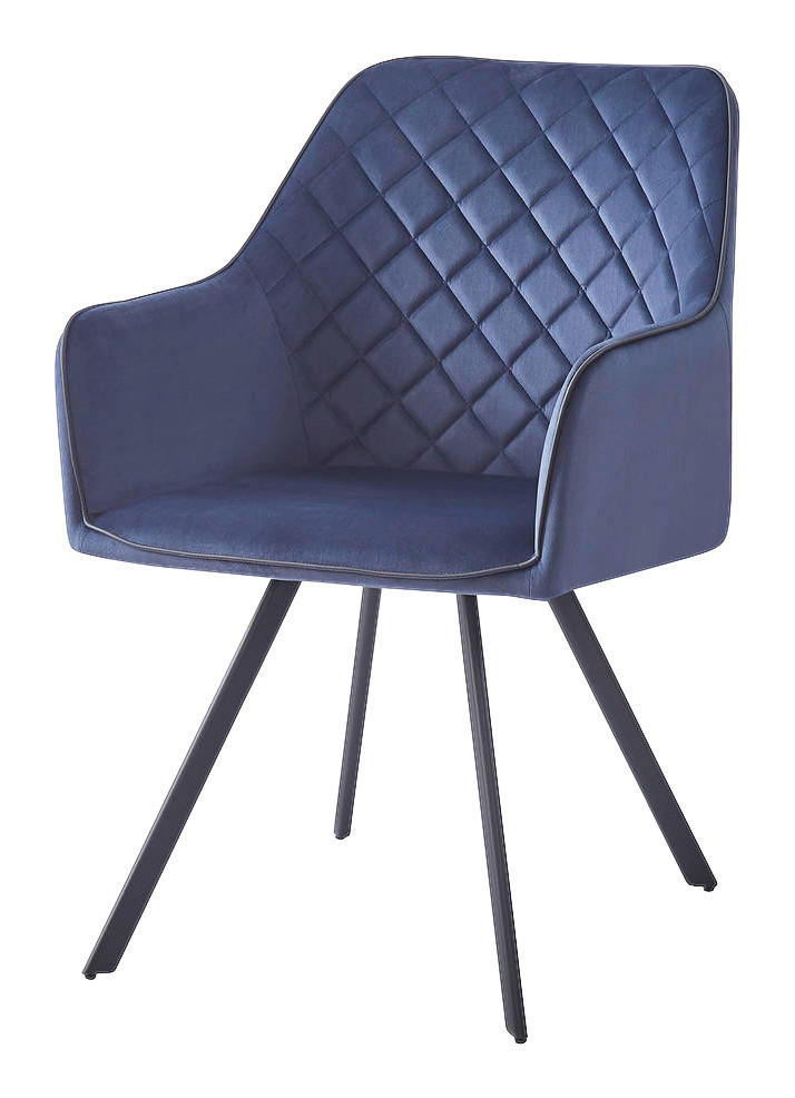Stuhl Amber 100 dunkelblau Microfaser B/H/T: ca. 58x85x64,5 cm Amber 100 - schwarz/dunkelblau (58,00/85,00/64,50cm) - 360 Living