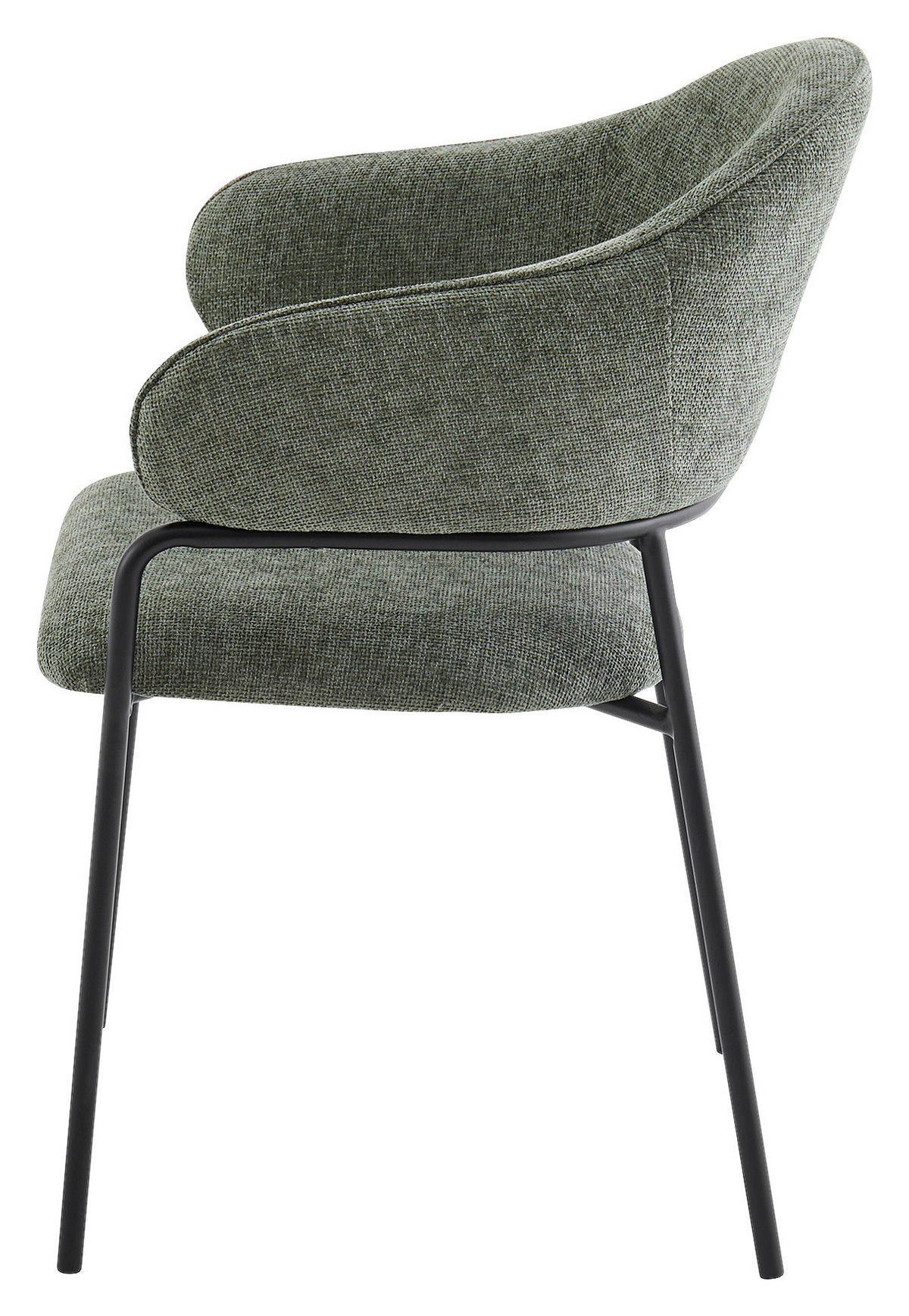 Stuhl CURVE schwarz grün Metall Stoff B/H/T: ca. 60x86x58 cm CURVE - schwarz/grün (60,00/86,00/58,00cm) - byLIVING