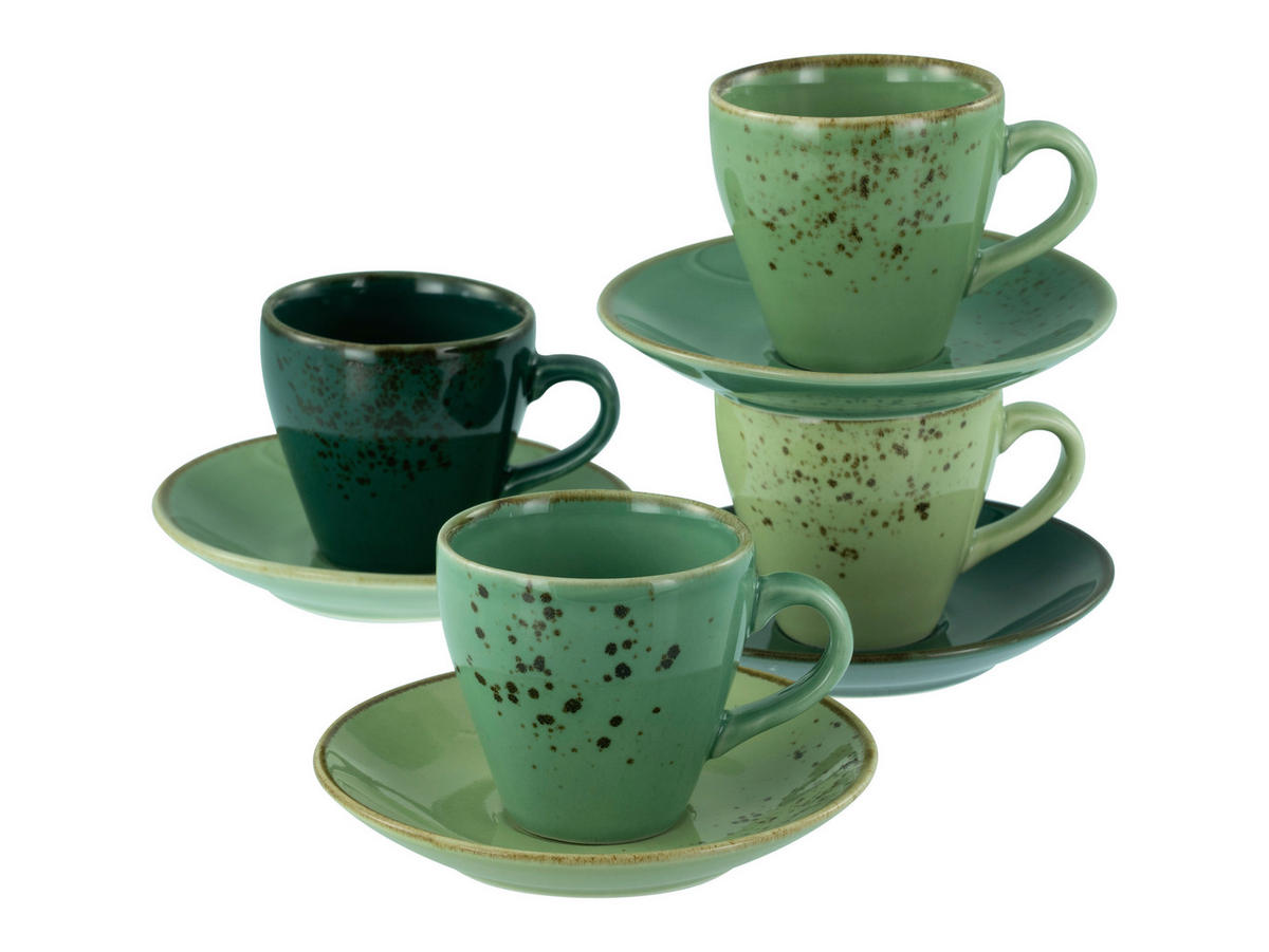 CreaTable Espresso-Set Nature Collection Green Life grün Steinzeug Nature Collection Green Life - grün - CreaTable