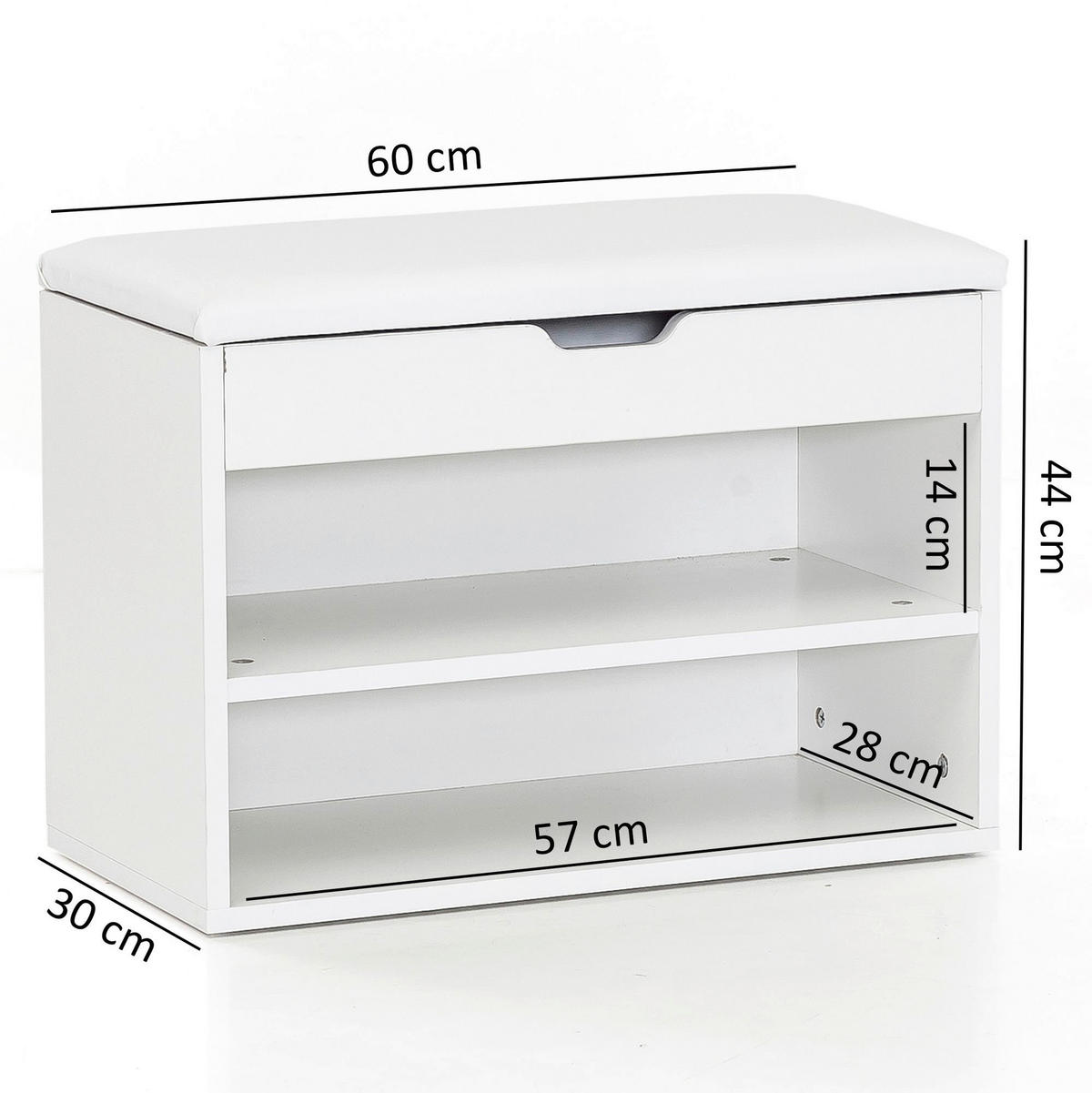 Schuhbank weiß weiß B/H/T: ca. 60x40x30 cm Schuhbank - weiß (60,00/40,00/30,00cm) - Wohnling