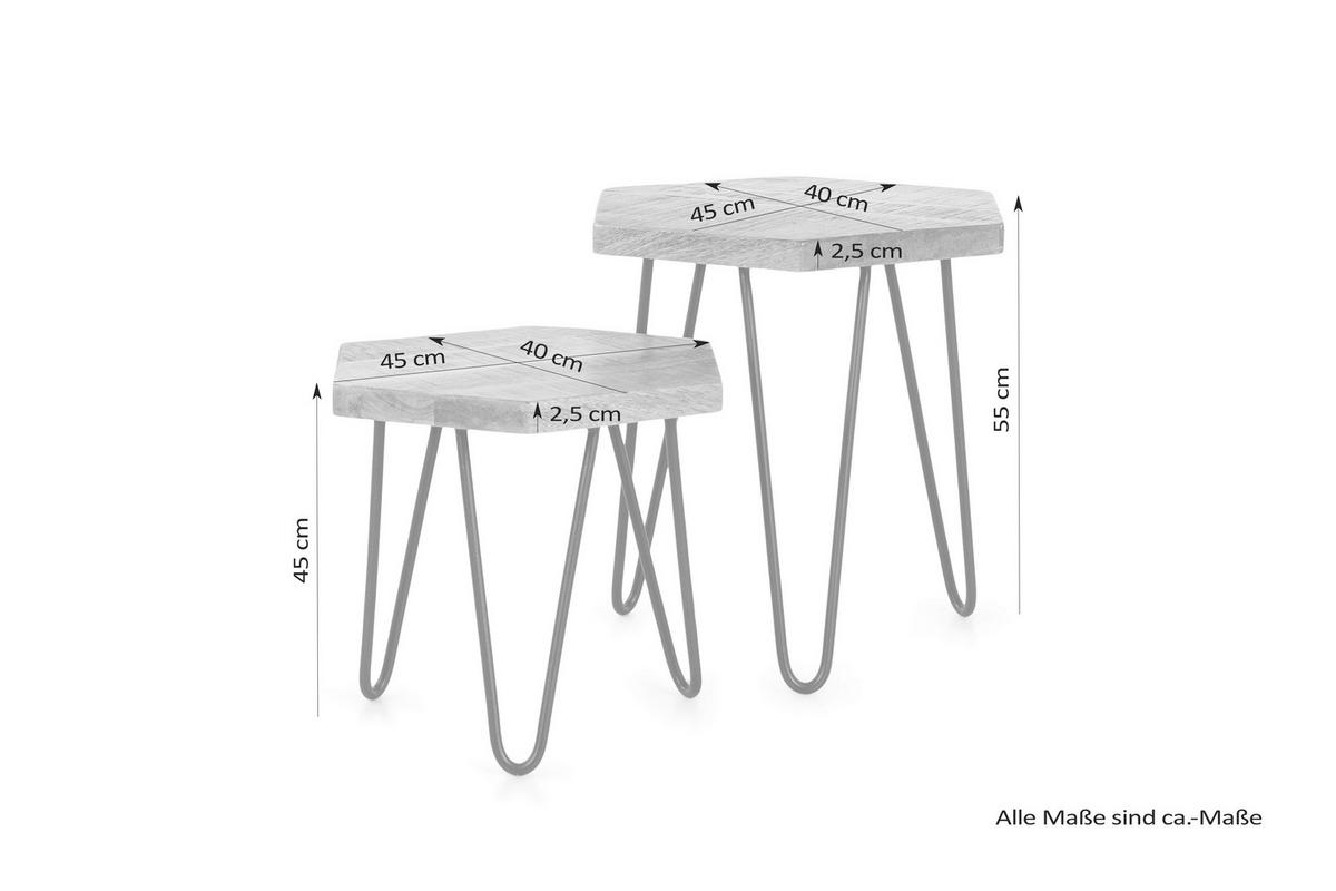 Beistelltisch ELEA natur schwarz pulverbeschichtet Echtholz Metall ELEA - natur/schwarz - byLIVING