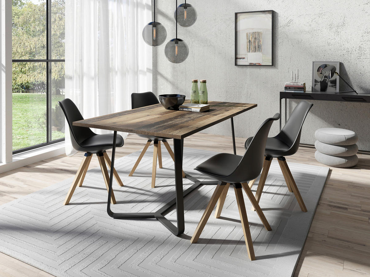 Tisch TALEA Eiche Old Wood Nachbildung schwarz pulverbeschichtet B/H/T: ca. 140x76x90 cm TALEA - Eiche/schwarz (140,00/76,00/90,00cm) - byLIVING