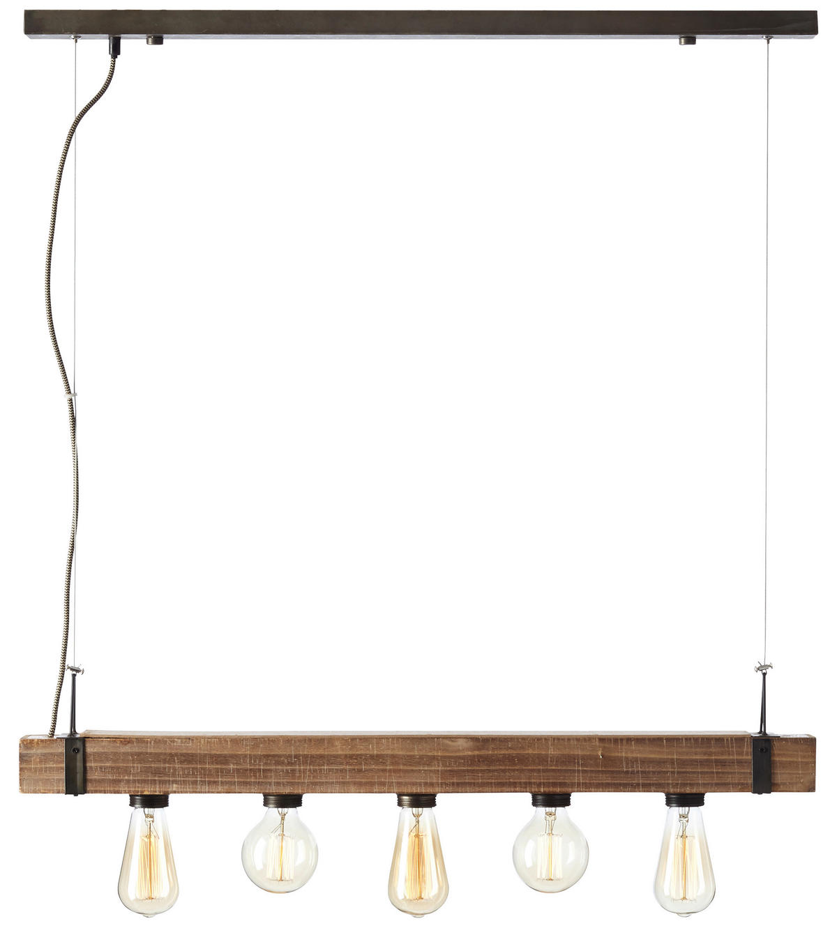 Brilliant Pendelleuchte Woodhill 93725/76 schwarz braun Metall Holz B/H/T: ca. 80x110x8 cm E27 5 Brennstellen Woodhill - braun/schwarz (80,00/110,00/8,00cm) - Brilliant