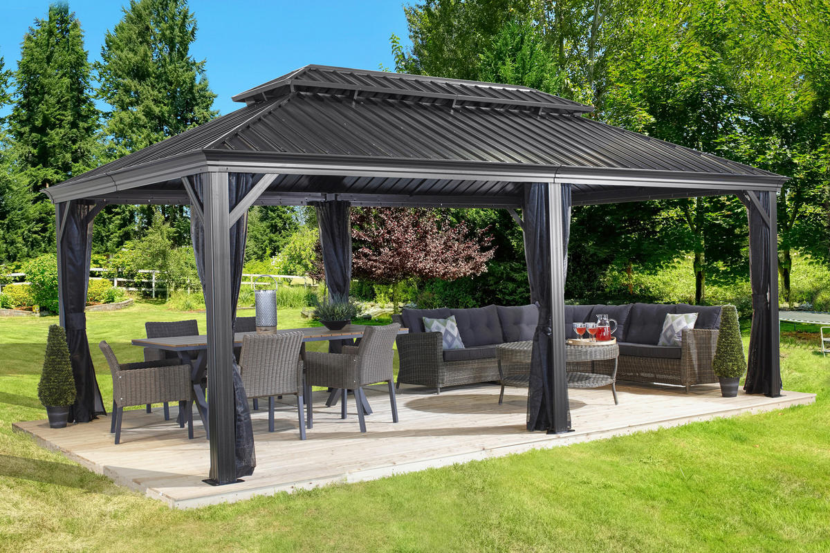 Sojag Pavillon Messina anthrazit Aluminium B/H/L: ca. 363x307x598 cm Messina - anthrazit (598,00/363,00/307,00cm) - Sojag