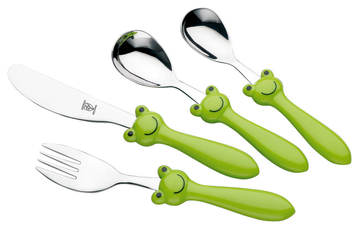 JUSTINUS Besteckset silber Edelstahl 4 tlg. Kinderbesteck_4tlg. - grün/silber - JUSTINUS