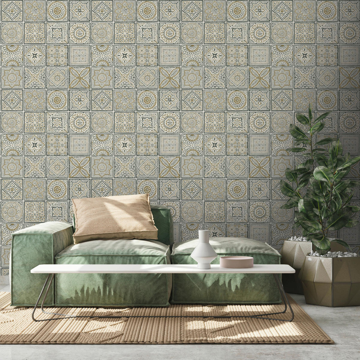 A.S.Creation Vliestapete Terra Fliesen gold B/L: ca. 53x1005 cm Terra - gold (53,00/1005,00cm) - A.S.Creation