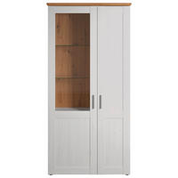 Standvitrine Shade weiß Pinie Nachbildung Eiche Artisan Nachbildung B/H/T: ca. 95x194x38 cm Shade - Eiche/weiß (95,00/194,00/38,00cm)