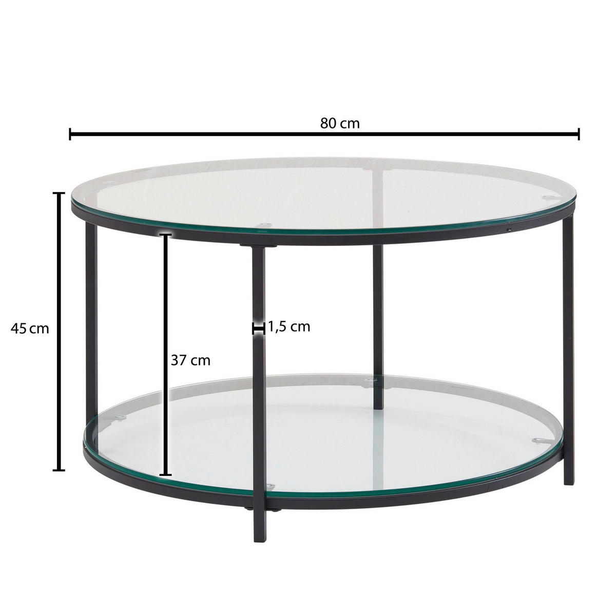 Couchtisch schwarz B/H/T: ca. 80x45x80 cm Couchtisch - schwarz (80,00/45,00/80,00cm) - Wohnling