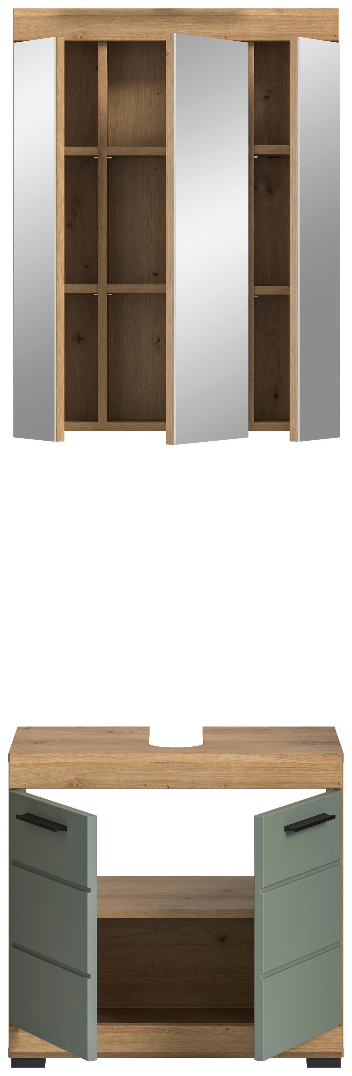 Badezimmer-Set Scout Eiche Artisan Nachbildung salbei Nachbildung B/H/T: ca. 60x191x34 cm Scout - Eiche/salbei (60,00/191,00/34,00cm) - xonox.home
