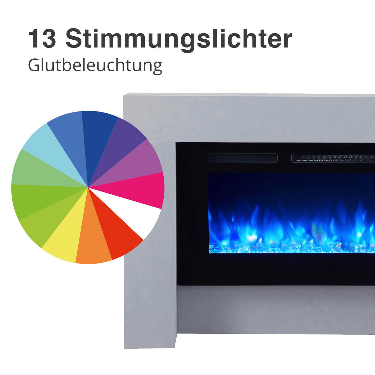Balderia Elektrischer Kamin Elektrischer-Kamin Zeus grau MDF B/H/T: ca. 88x161x21 cm Elekt.-Kamin Zeus EF173D-MT173F-CG - grau (88,00/161,00/21,00cm) - Balderia