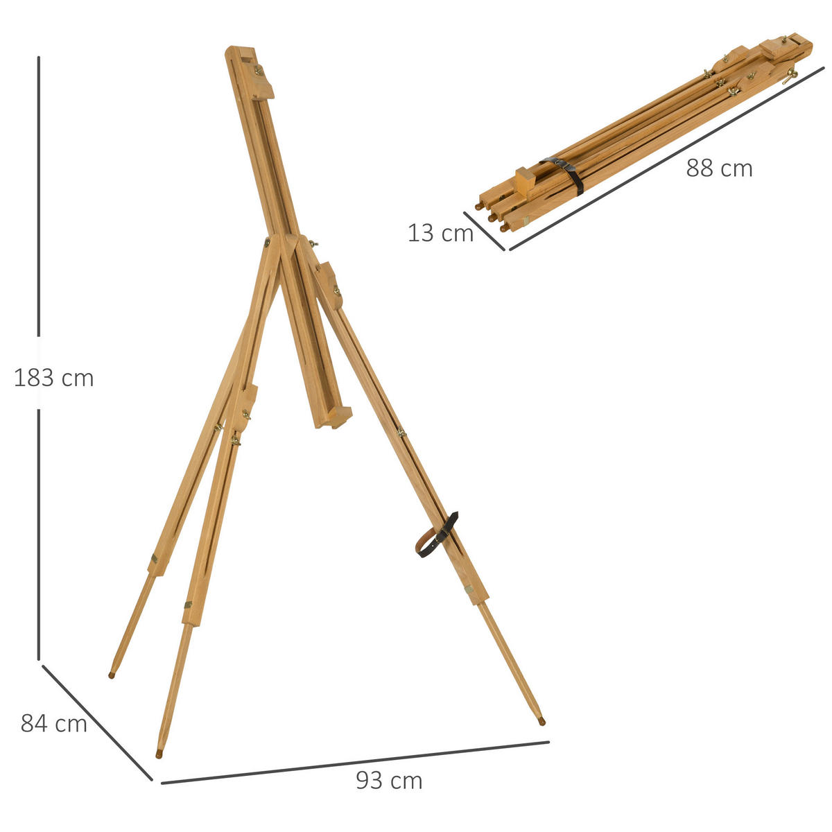 Vinsetto Staffelei natur Buche B/H/L: ca. 84x93x183 cm Staffelei - natur (183,00/84,00/93,00cm) - Vinsetto