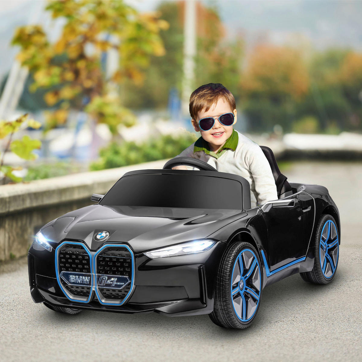 HOMCOM Kinderauto schwarz B/H/L: ca. 67x115x45 cm Kinderfahrzeug - schwarz (45,00/67,00/115,00cm) - HOMCOM