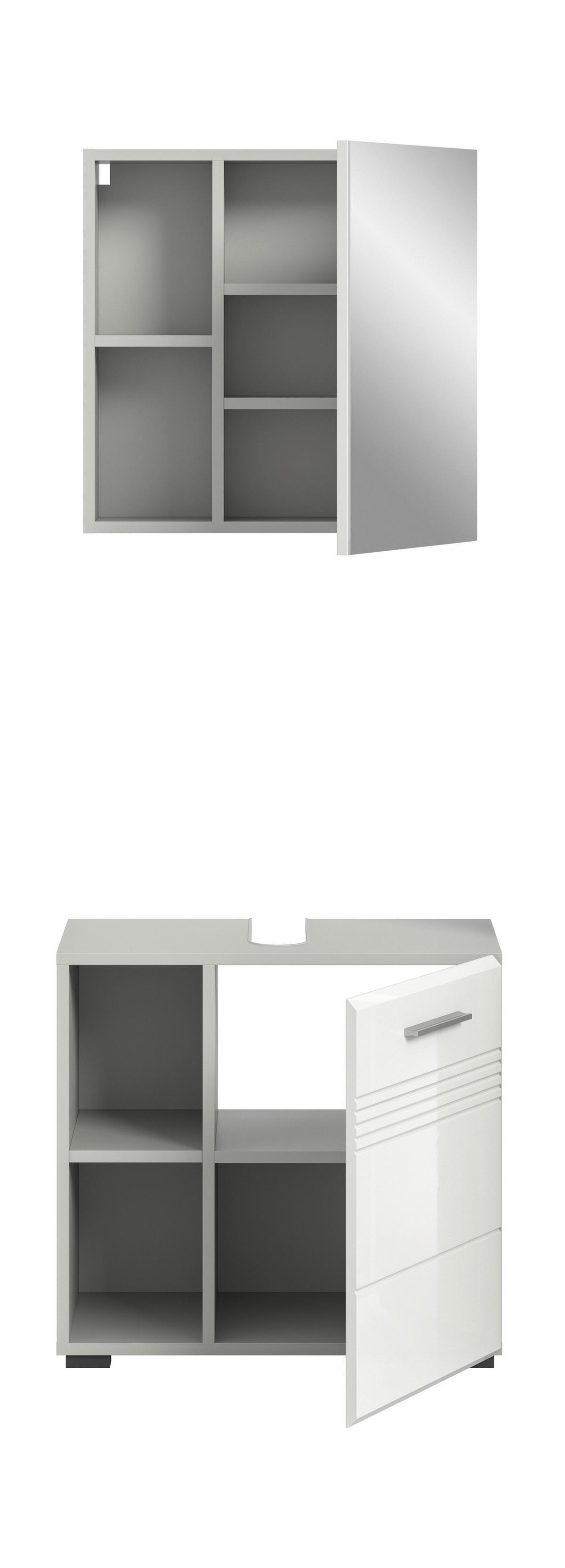 Badblock Copa hellgrau weiß Hochglanz B/H/T: ca. 60x190x32 cm Copa - hellgrau/weiß (60,00/190,00/32,00cm) - xonox.home