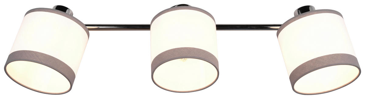 Reality Spotbalken R81553006 Davos weiß Chrom Stoff Metall B/H/T/D: ca. 58x23x16x12 cm E14 3 Brennstellen Davos - weiß/Chrom (58,00/23,00/16,00cm) - Reality