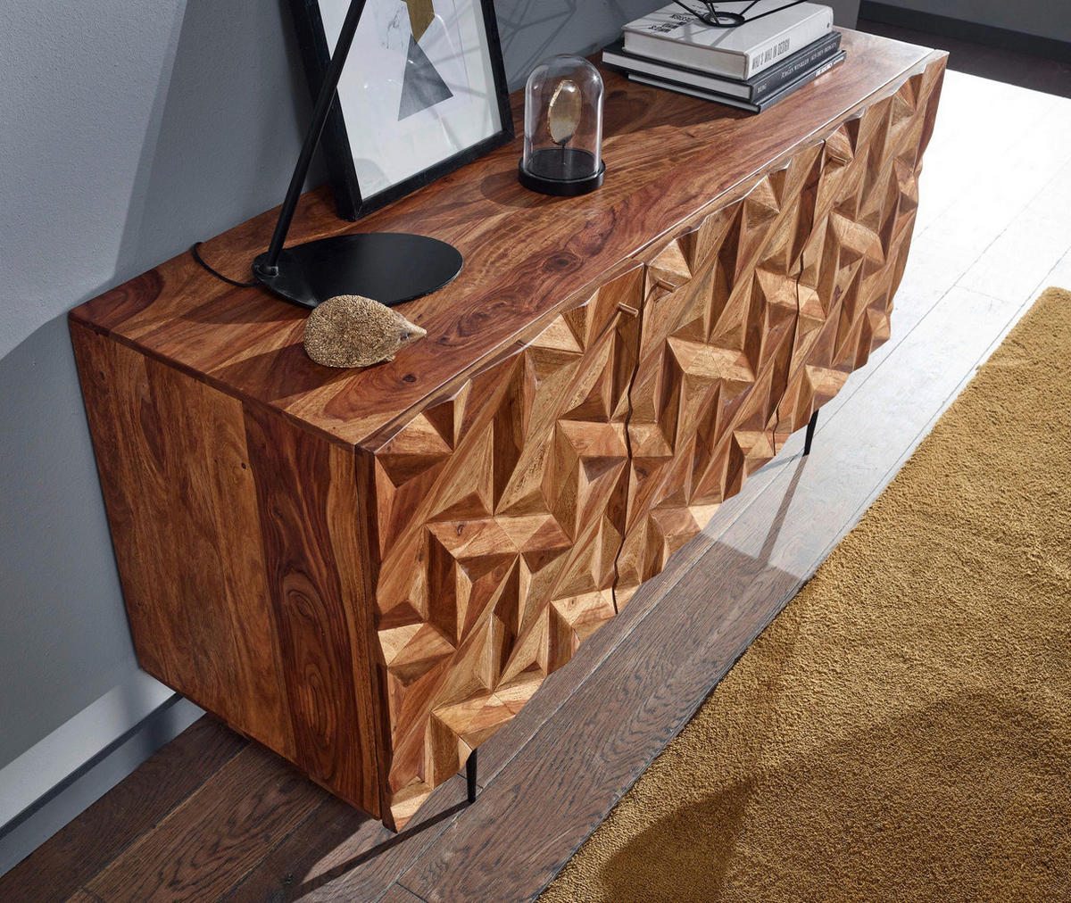 Sideboard rosenholz Nachbildung B/H/T: ca. 144x72x47 cm Sideboard - rosenholz (144,00/72,00/47,00cm) - Wohnling