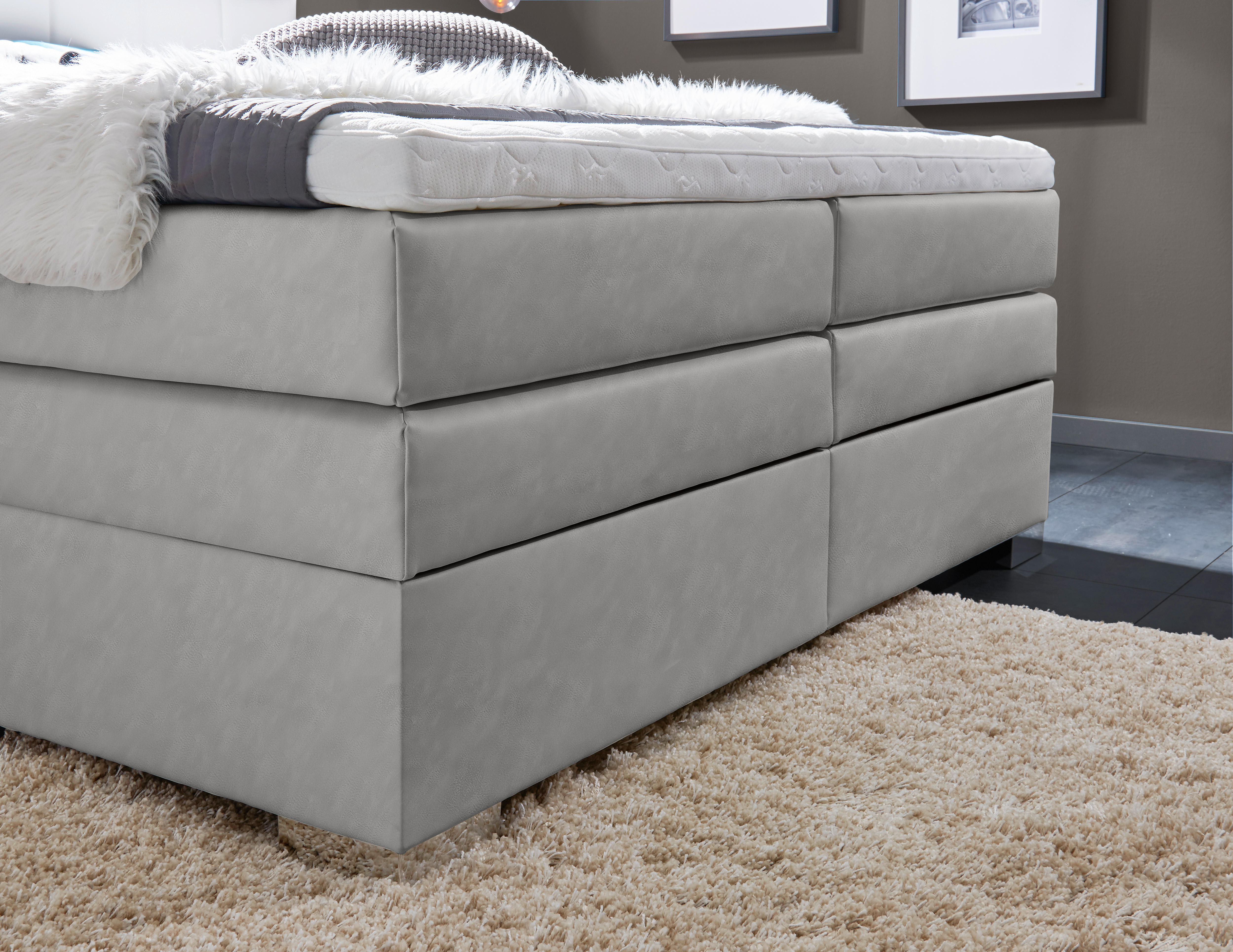 Boxspringbett Maratea silber Liegefläche B/L: ca. 180x200 cm Maratea - silber (200,00/119,00/210,00cm)