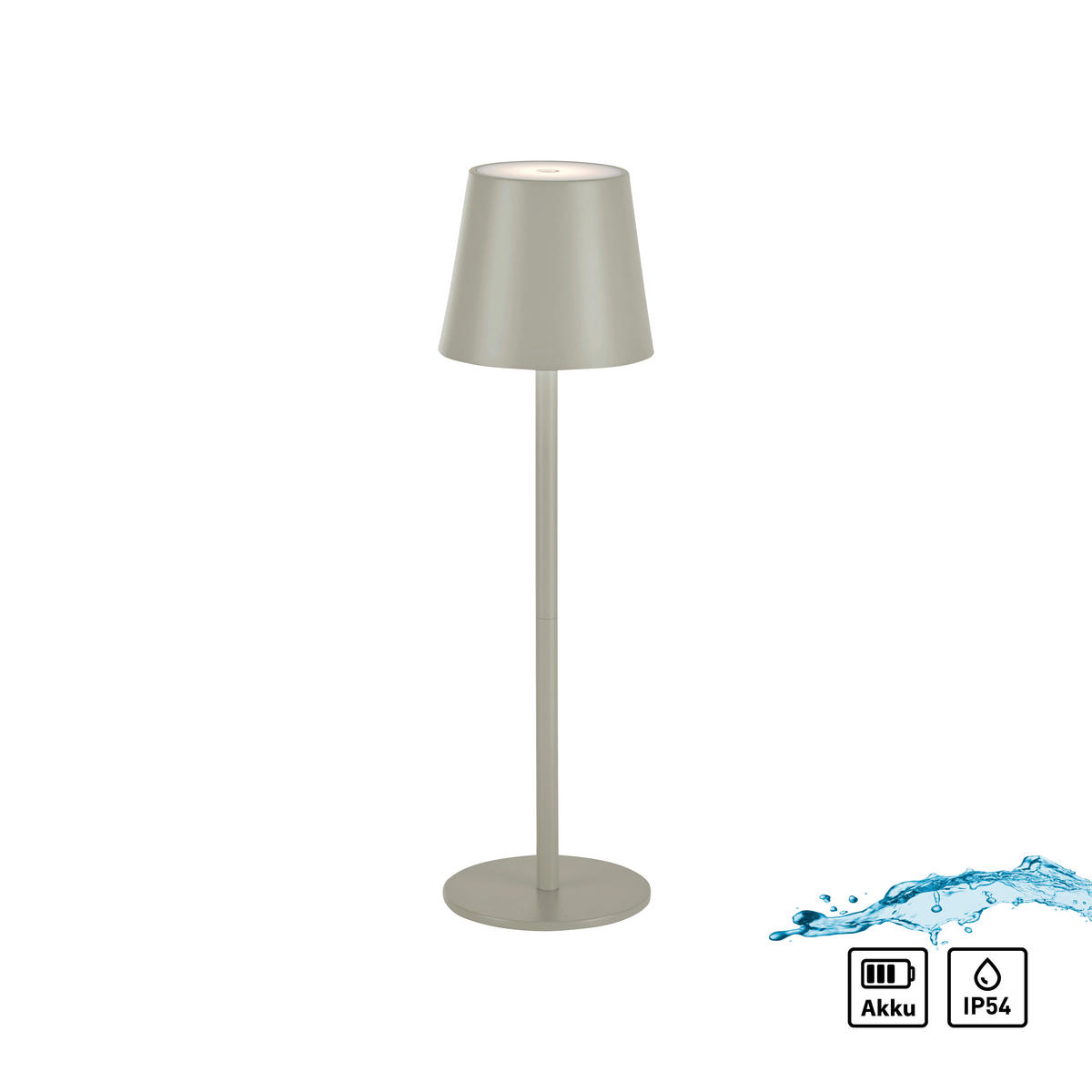 Just Light Akku-Tischleuchte EURIA 19250-40 beige Greige Metall Kunststoff B/H/D: ca. 11x37x11 cm 1 Brennstellen EURIA - beige/Greige (11,00/37,00cm) - Just Light