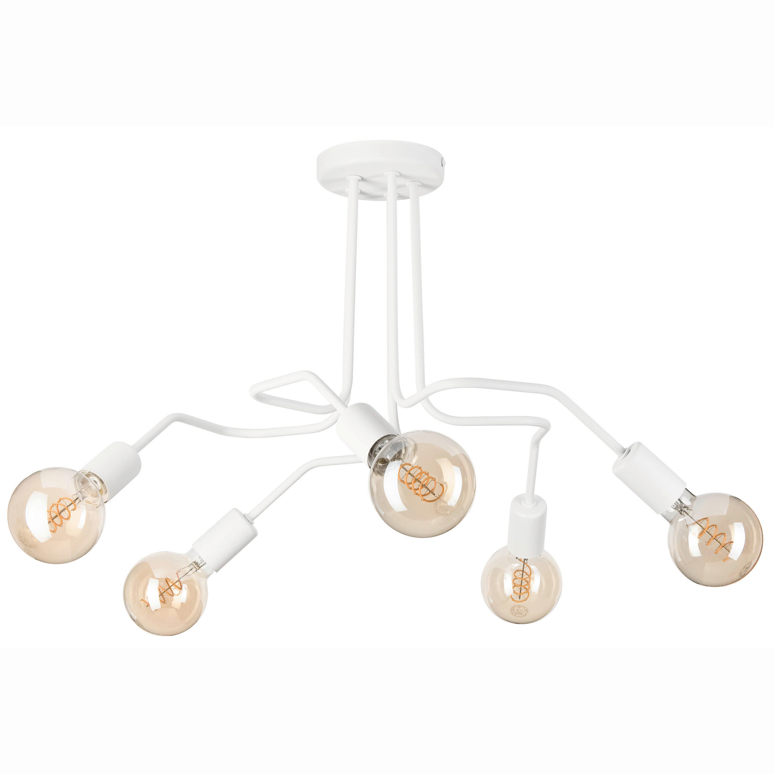 Lamkur Deckenleuchte DOMINO 51192 weiß Stahl H/L: ca. 40x59 cm E27 5 Brennstellen Domino - weiß (59,00cm) - Lamkur