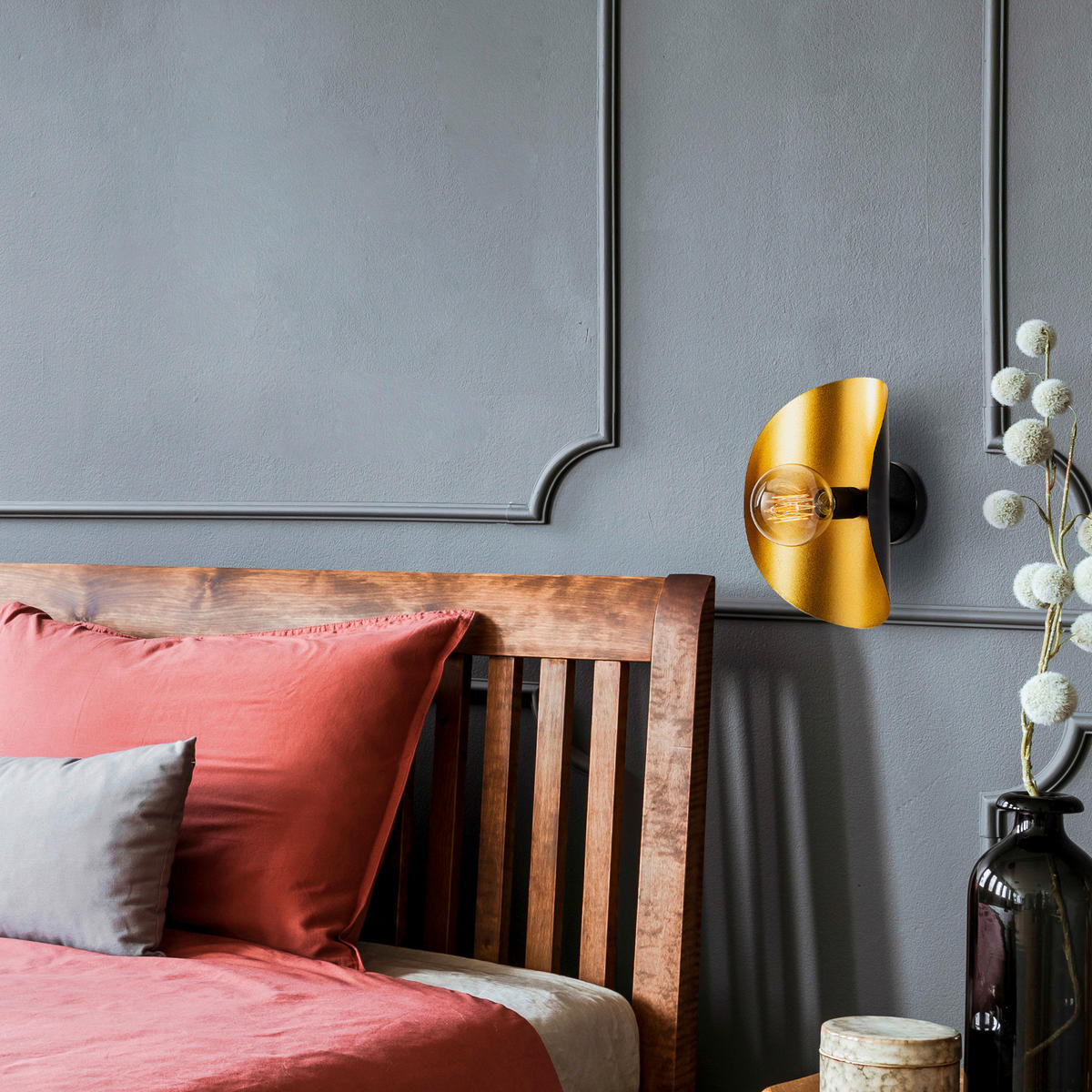 Opviq Wandleuchte Sivani gold schwarz Metall B/H/T/L: ca. 13x30x13x17 cm E27 1 Brennstellen Sivani - gold/schwarz (17,00/13,00/30,00cm) - Opviq