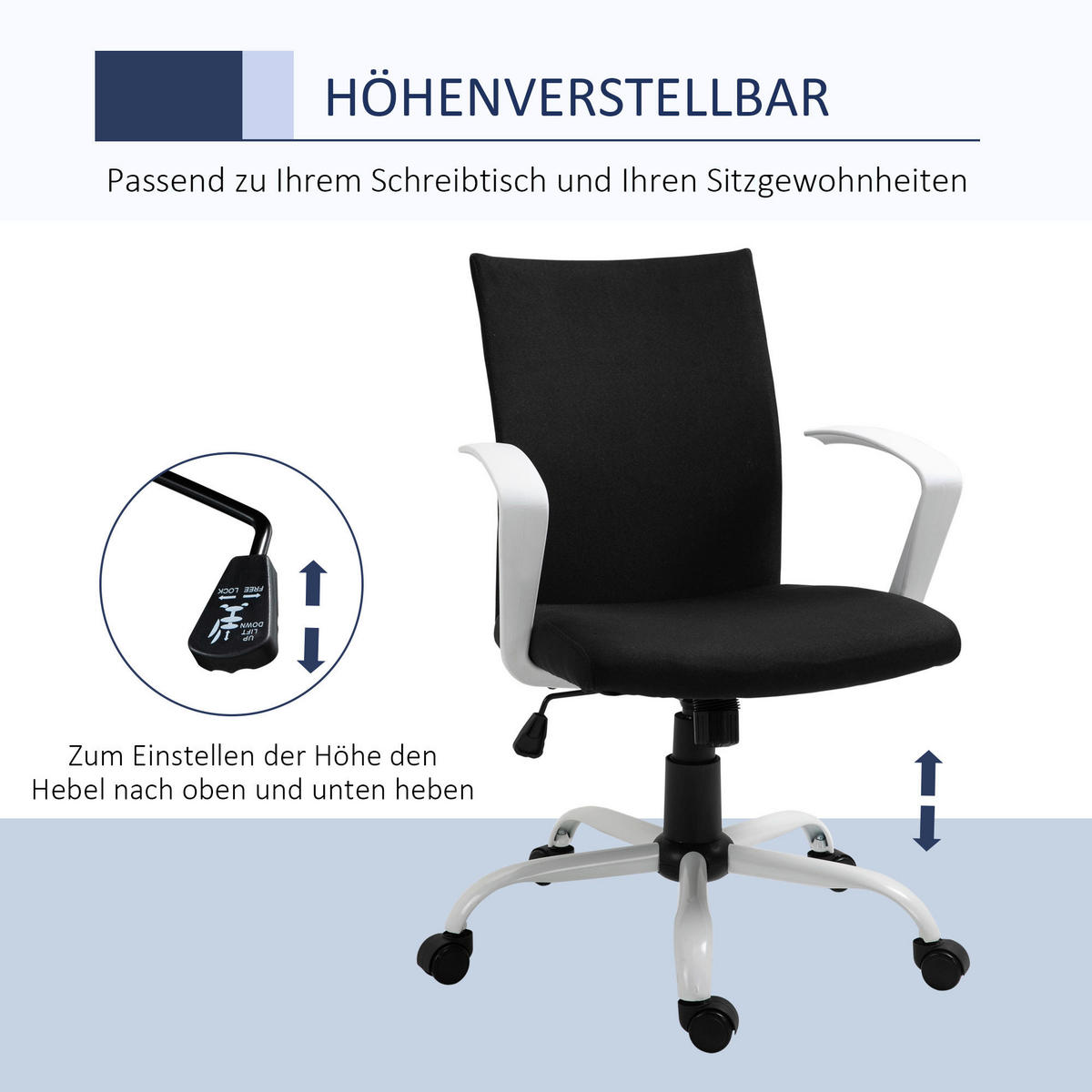 Drehstuhl 921-540BK schwarz 921-540BK - schwarz (61,00/89,00/61,00cm) - Vinsetto