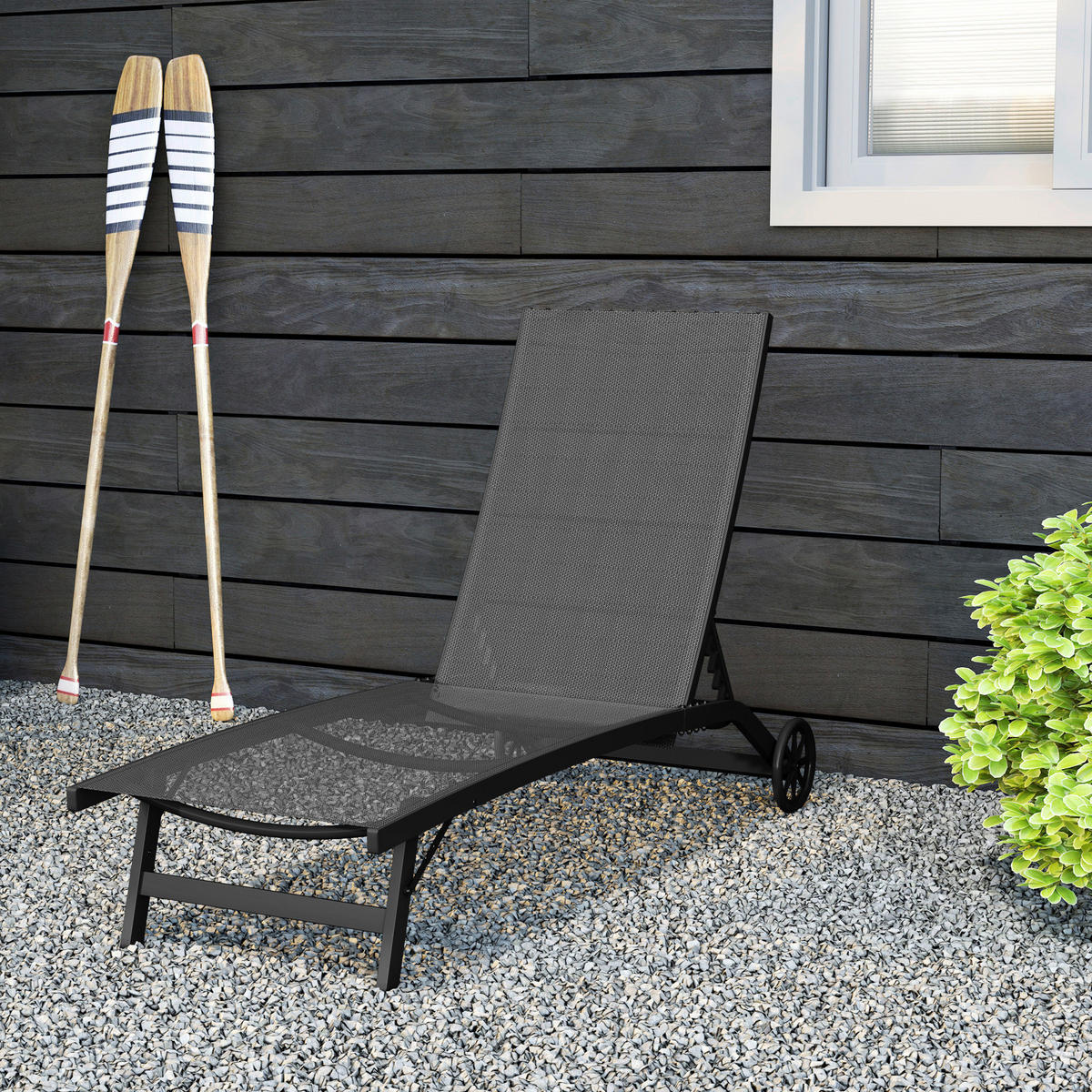 Outsunny Sonnenliege schwarz Aluminium B/H/L: ca. 165x102x66 cm Sonnenliege - schwarz (66,00/165,00/102,00cm) - Outsunny