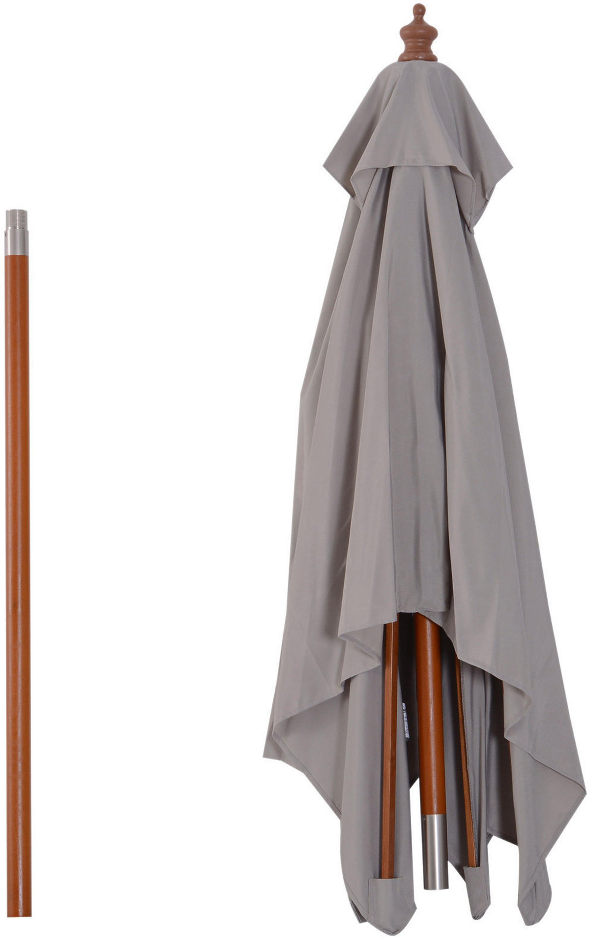 Outsunny Sonnenschirm grau Holz B/H/L: ca. 150x230x200 cm Sonnenschirm_knickbar - grau (200,00/150,00/230,00cm) - Outsunny