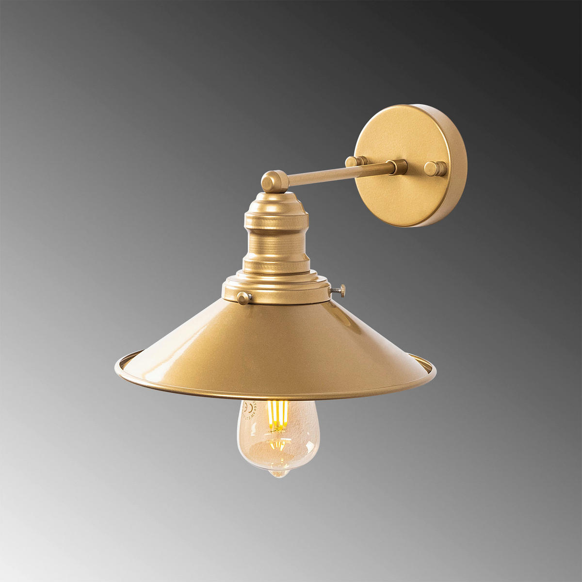 Opviq Wandleuchte gold Metall B/H/L: ca. 27x20x24 cm E27 1 Brennstellen Conical - gold (24,00/27,00/20,00cm) - Opviq