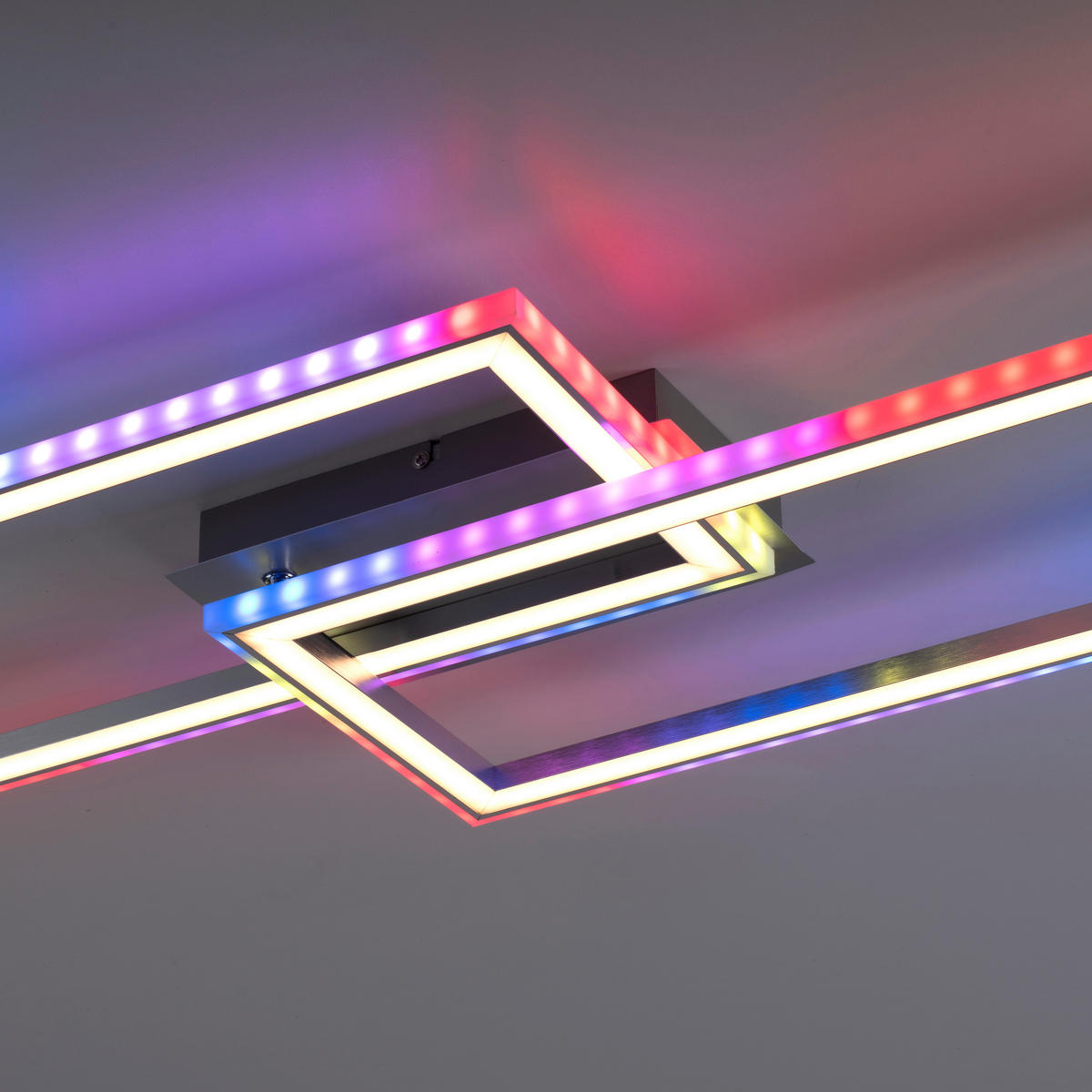 Just Light LED-Deckenleuchte FELIX60 14635-55 stahlfarbig weiß Kunststoff Stahl B/H/T: ca. 121x6,4x72 cm 2 Brennstellen FELIX60 - weiß/stahlfarbig (121,00/6,40/72,00cm) - Just Light