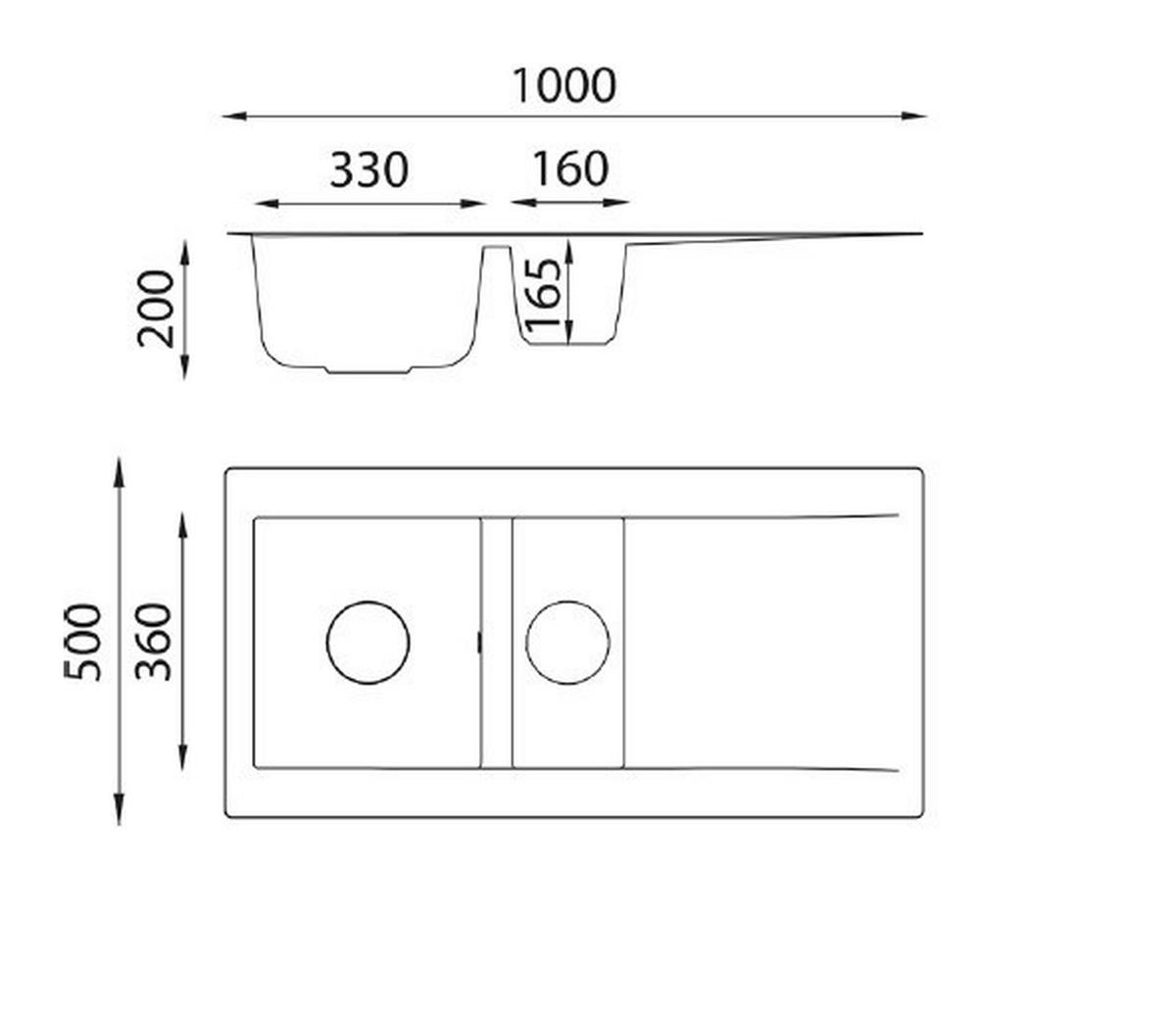 Respekta Einbauspüle Denver 1,5  100 x 50 G Beton grau Mineralite B/H/T: ca. 100x20x50 cm Denver 1,5  100 x 50 G - Beton/grau (100,00/20,00/50,00cm) - Respekta