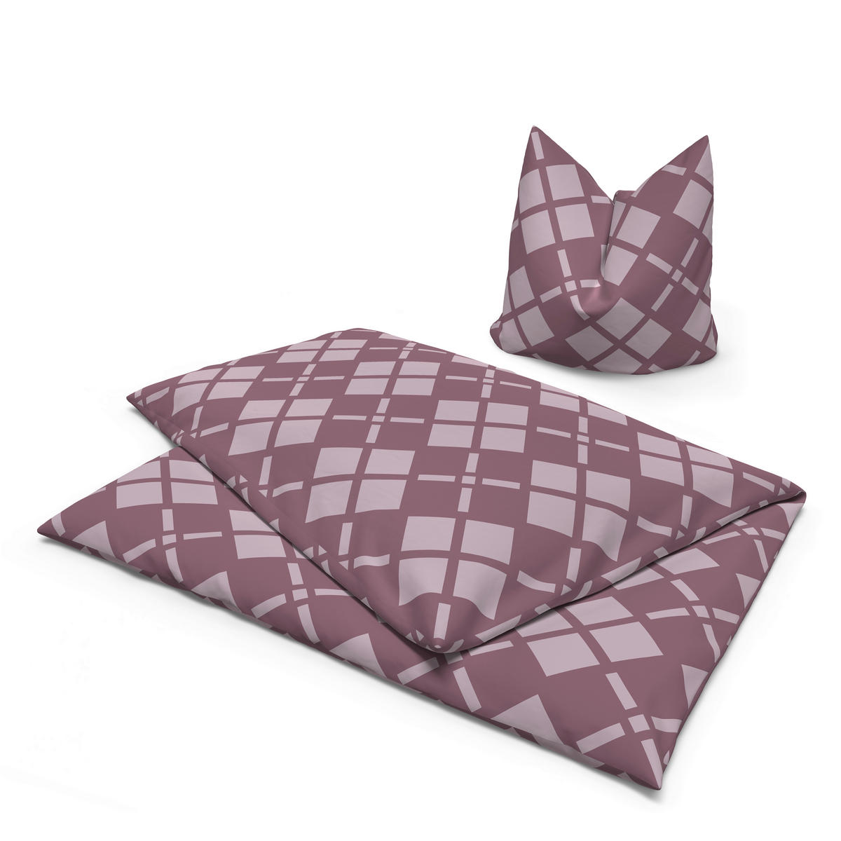 Microfaser Bettwäsche Fleece Bettwäsche_Fleece Karos 135x200cm - mauve (135,00/200,00cm)