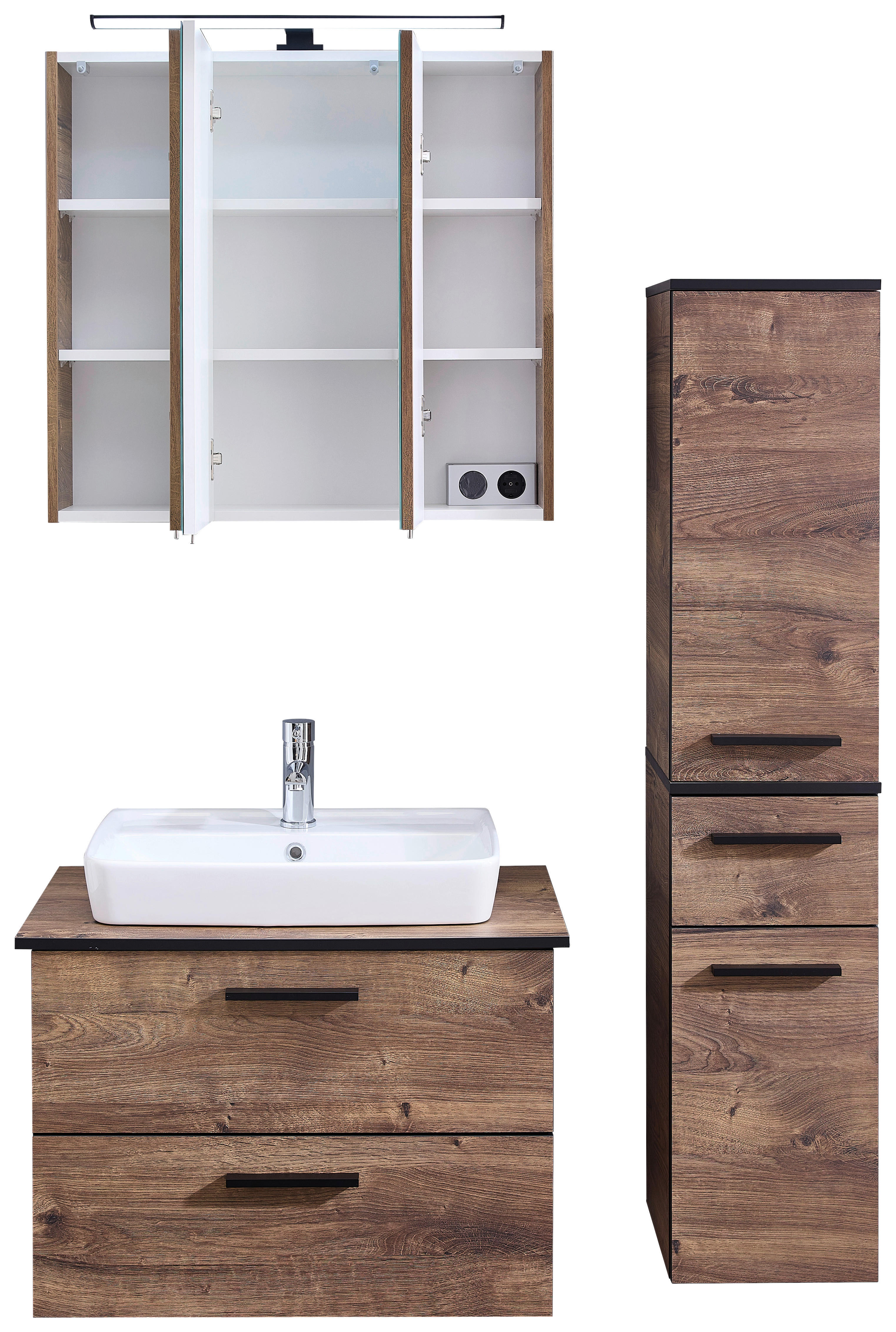 Badezimmer-Set Quickset 374 Eiche Ribeck Nachbildung B/H/T: ca. 75x200x44,5 cm Quickset 374 - Eiche (75,00/200,00/44,50cm) - Pelipal