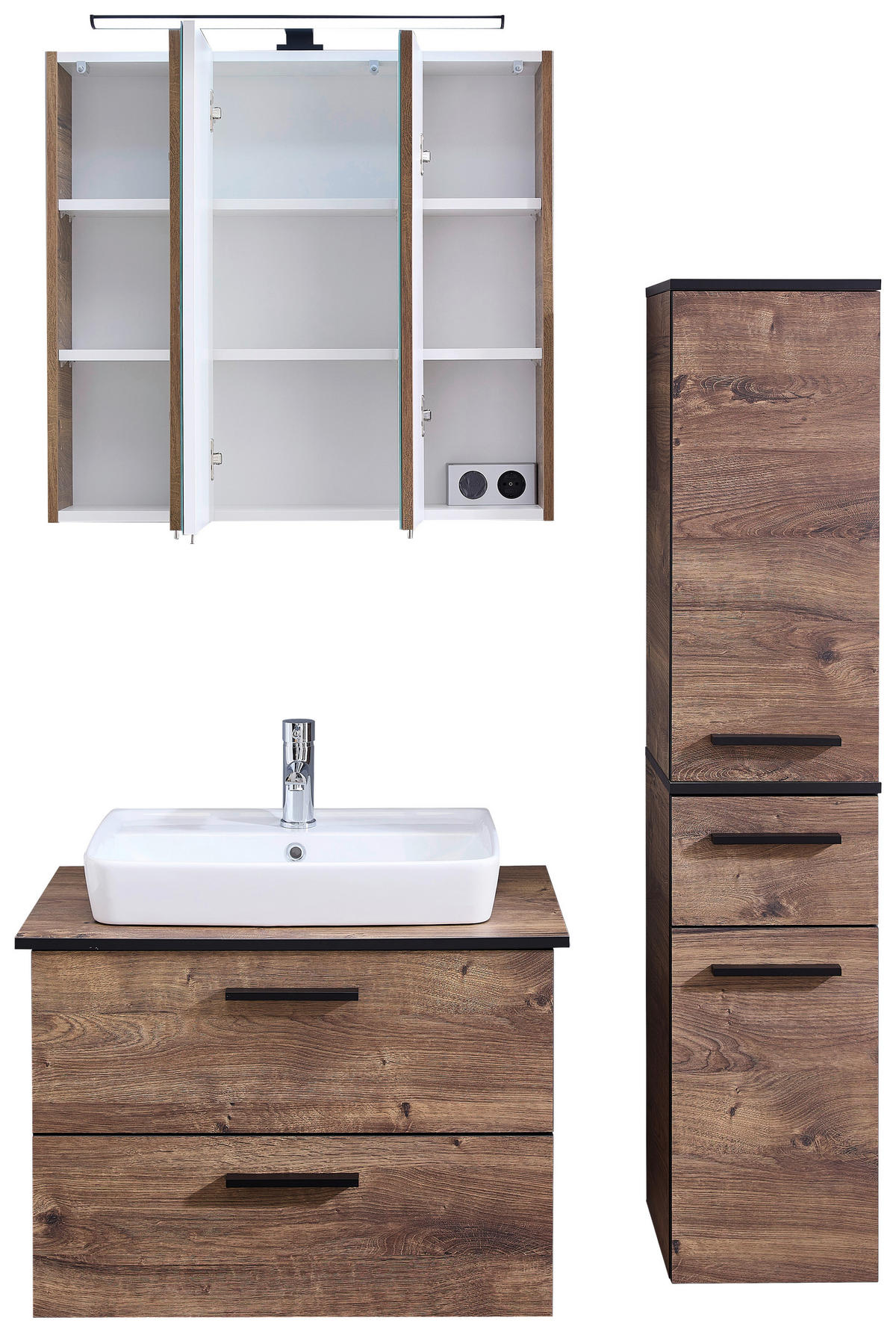 Badezimmer-Set Quickset 374 Eiche Ribeck Nachbildung B/H/T: ca. 75x200x44,5 cm Quickset 374 - Eiche (75,00/200,00/44,50cm) - Pelipal