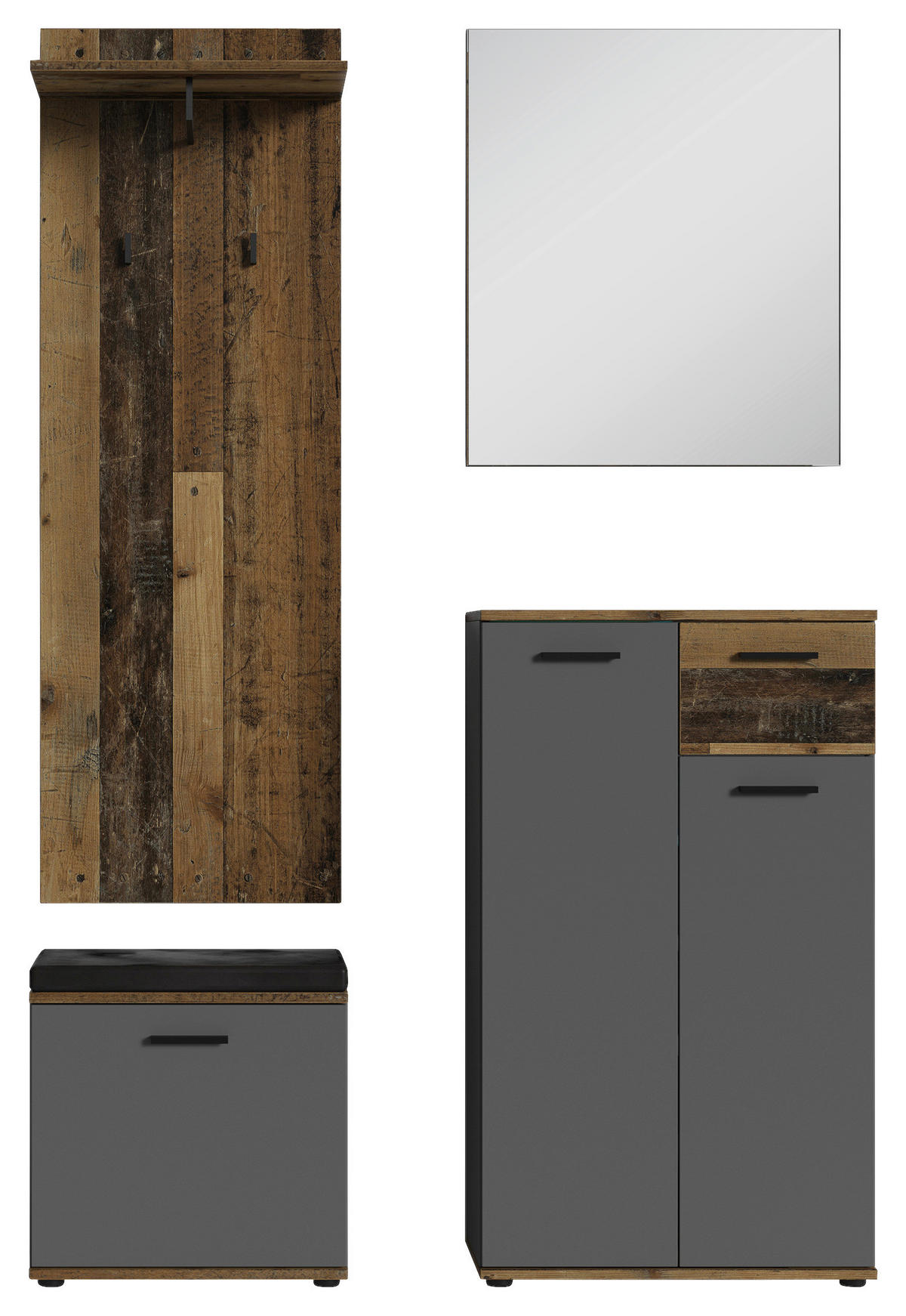 Garderobenset JAKOB Set 4-tlg. anthrazit JAKOB Set 4-tlg. - anthrazit - byLIVING