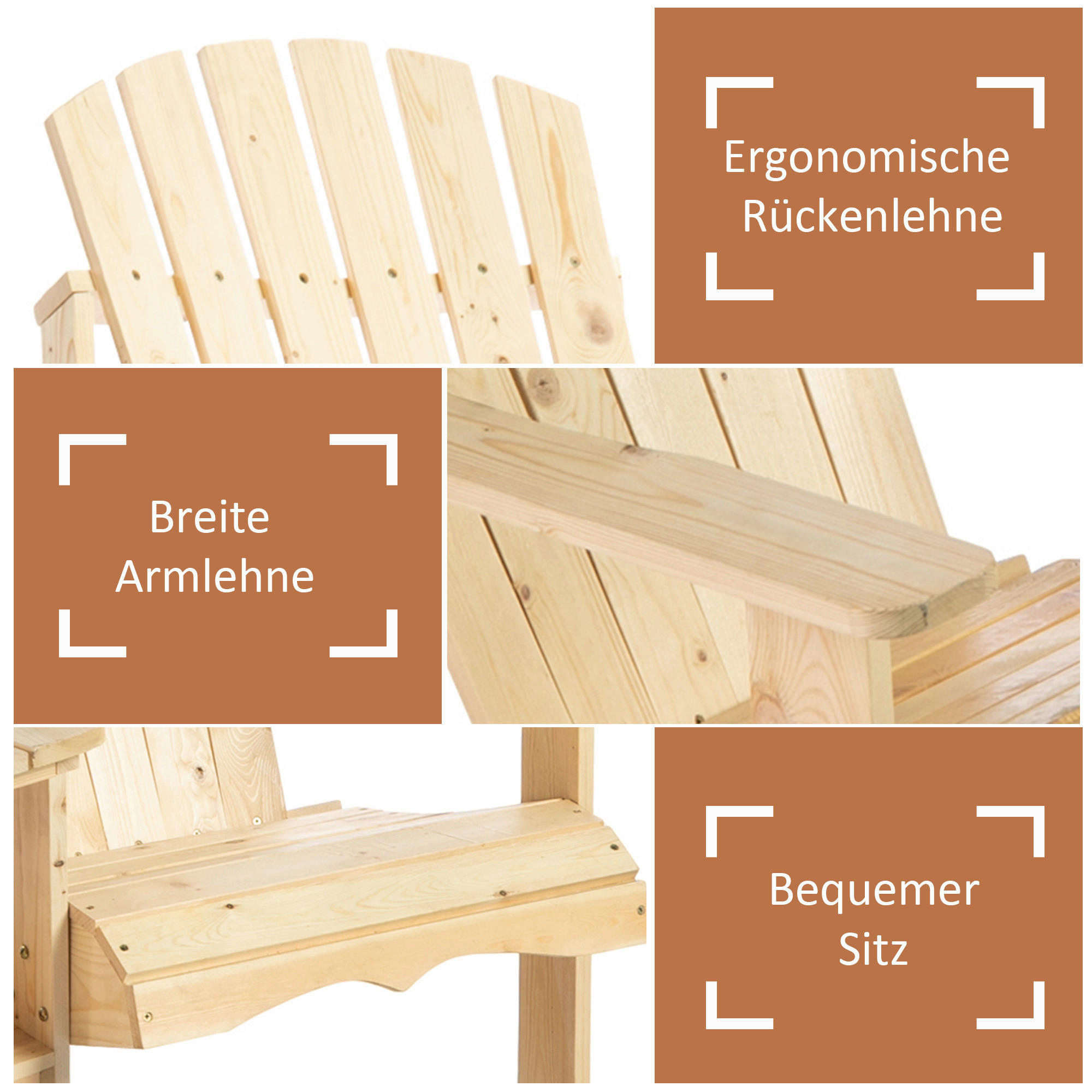 Outsunny Gartenbank natur Holz B/H/L: ca...