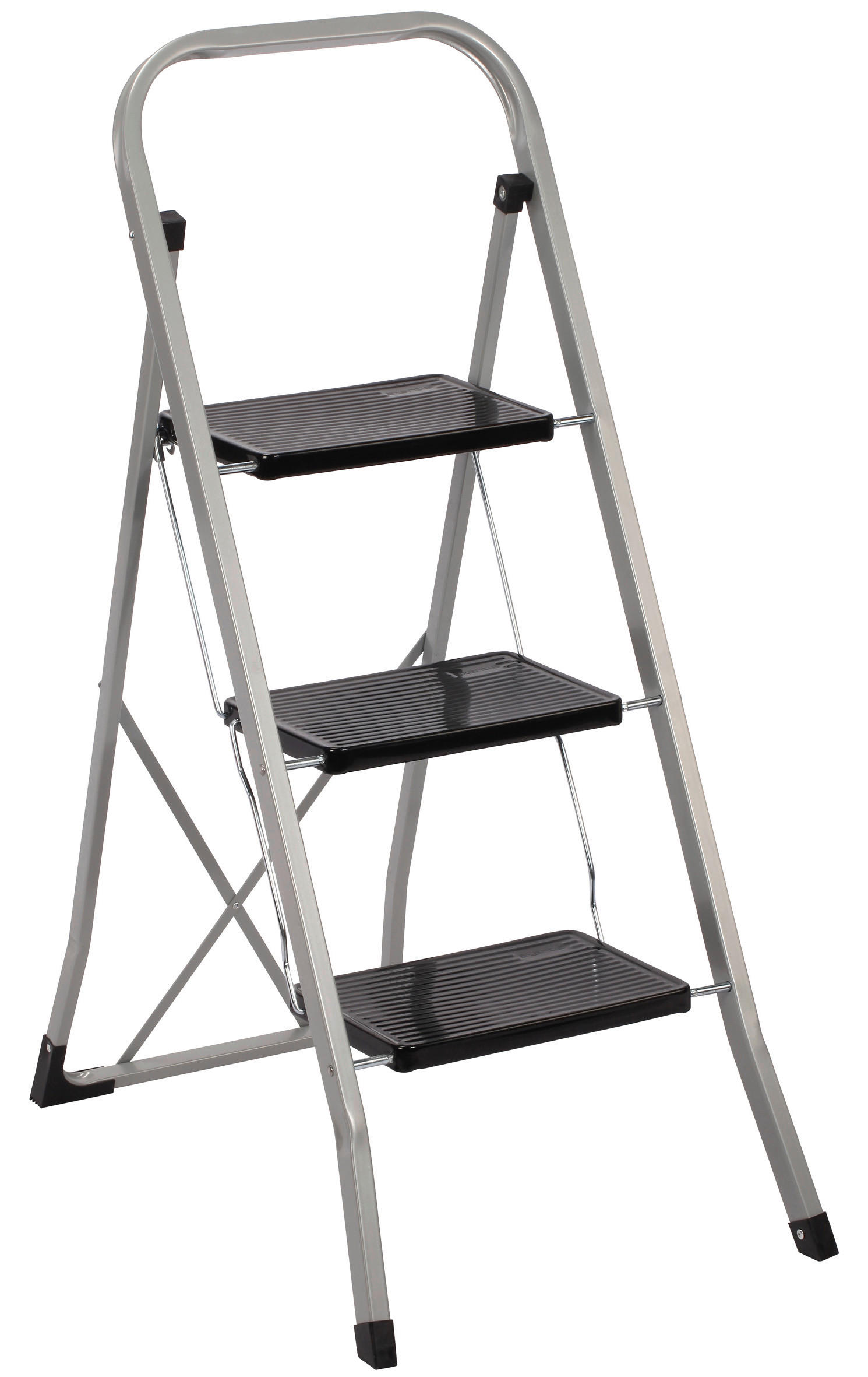 Axentia Klapptritt silber Stahl B/H/L: ca. 75x104x46 cm Klapptritt_3_Stufen - schwarz/silber (46,00/75,00/104,00cm) - Axentia